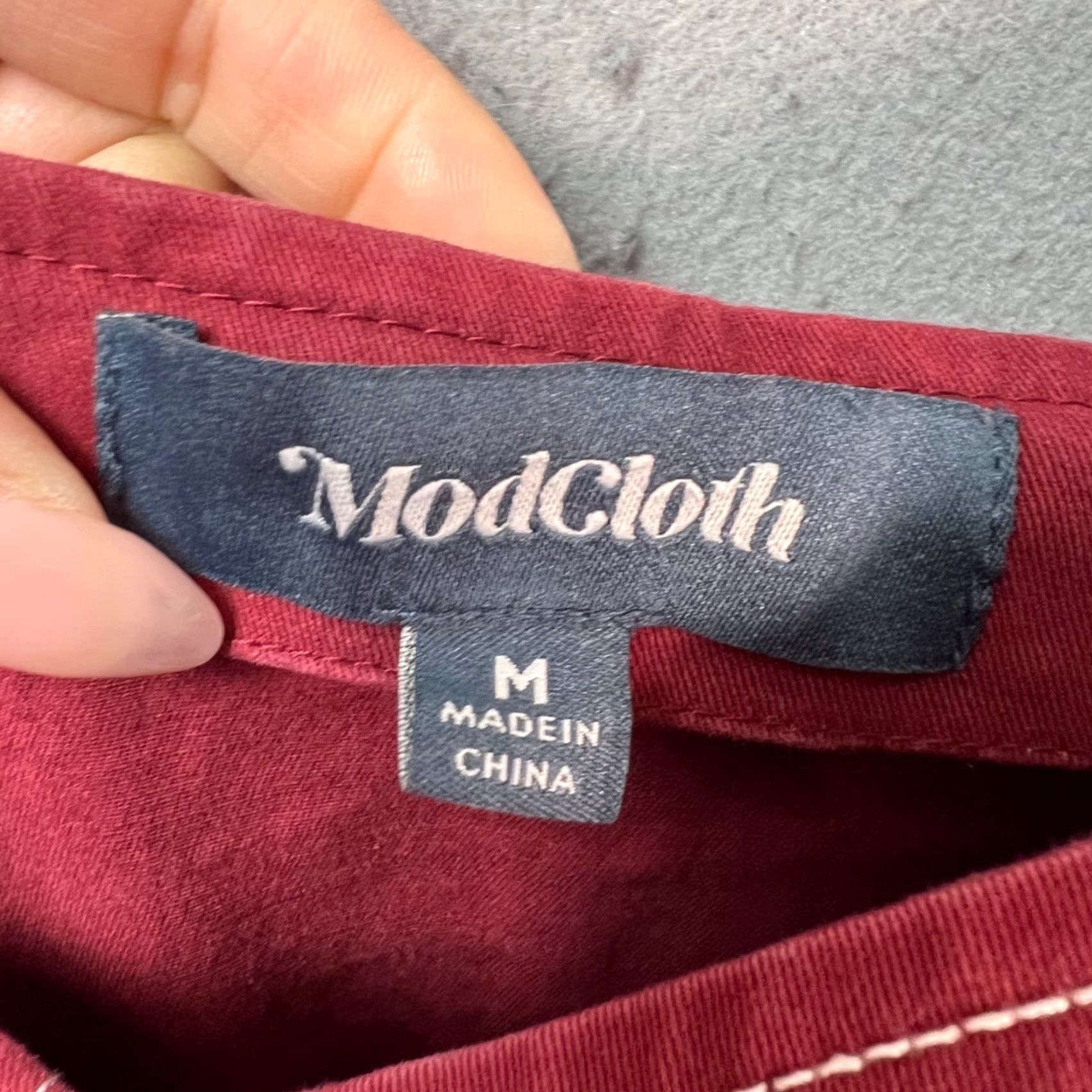 Vintage ModCloth Womens Medium Red Cotton Twill Wide-Leg Jumpsuit Tie Waist Sleeveless Size 32" / US 10 / IT 46 - 3 Thumbnail