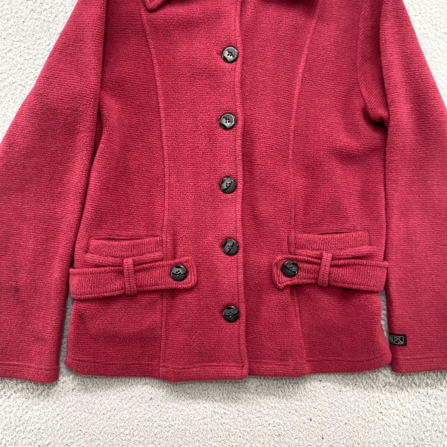 Vintage VINTAGE Alps Jacket Women’s Red Fleece Button Up Size S Fall Winter 90s Outdoor Casual Pockets Collared Size S / US 4 / IT 40 - 2 Thumbnail