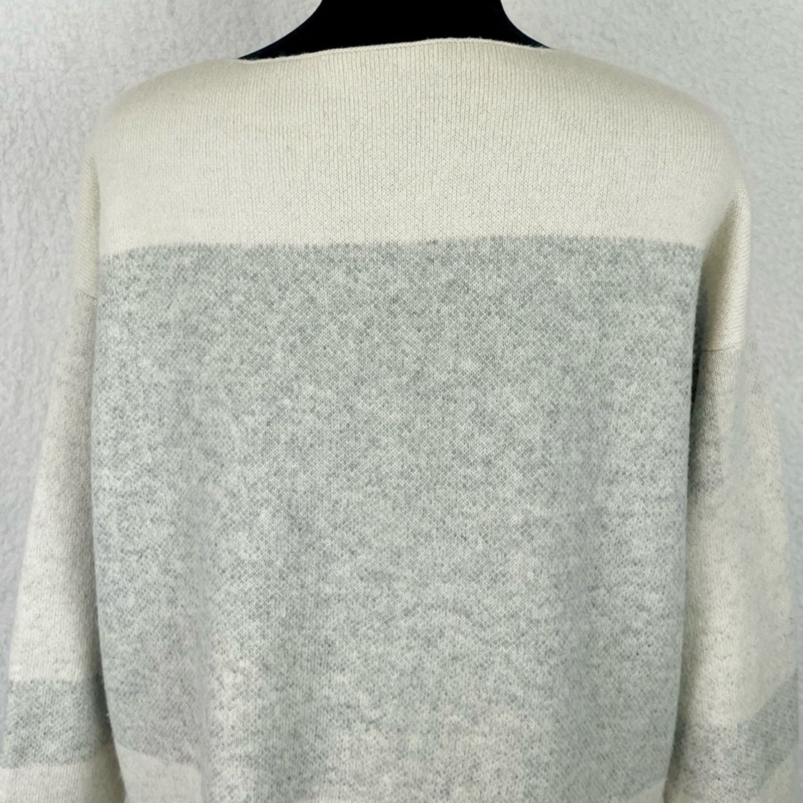 Vince VINCE • Cream/Grey Wool-Cashmere Oversized Knit Sweater Size XS / US 0-2 / IT 36-38 - 7 Thumbnail