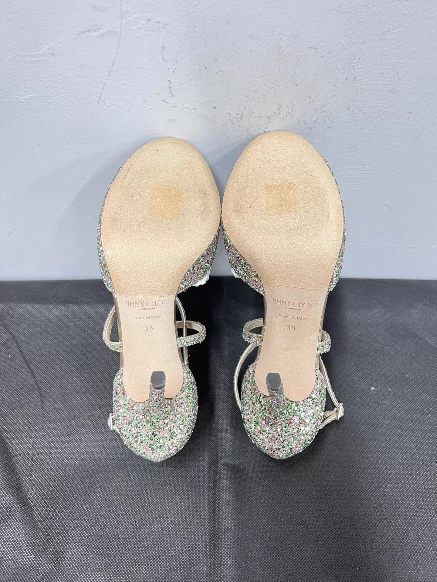 Jimmy Choo Jimmy Choo Emsy Crystal Glitter Open Toe Stiletto 38 NIB Size US 7.5 / IT 37.5 - 7 Thumbnail