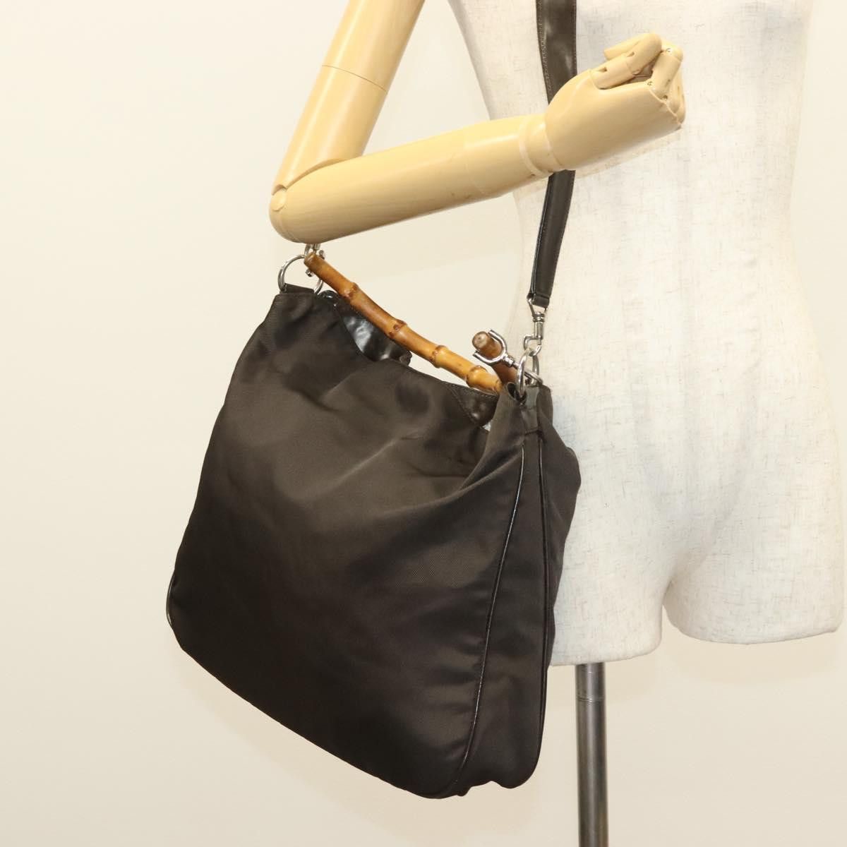 Gucci GUCCI Bamboo Hand Bag Nylon Brown Silver 001 1553 001 1553 Size ONE SIZE - 24 Thumbnail