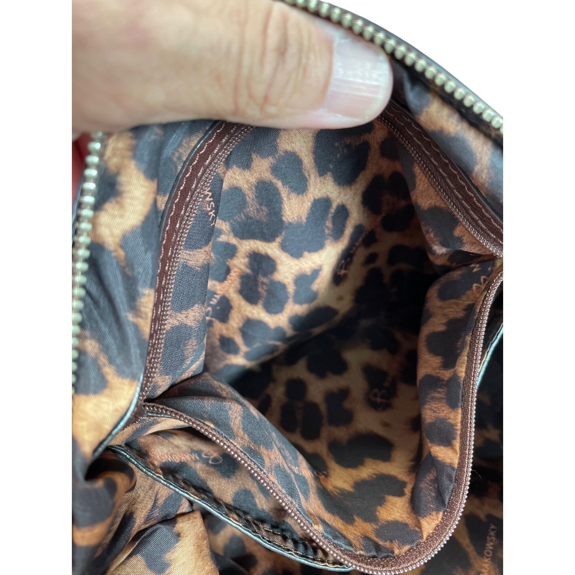 Other B. Makowsky Zebra Leather Shoulder Handbag Red/Brown Womens Size ONE SIZE - 19 Thumbnail