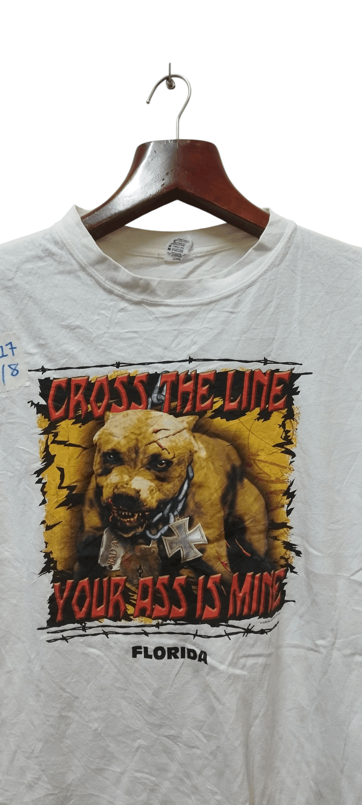 Big Dogs Vtg Big Dog Cross The Line Your Ass Is Mine T-shirt Size US M / EU 48-50 / 2 - 2 Thumbnail