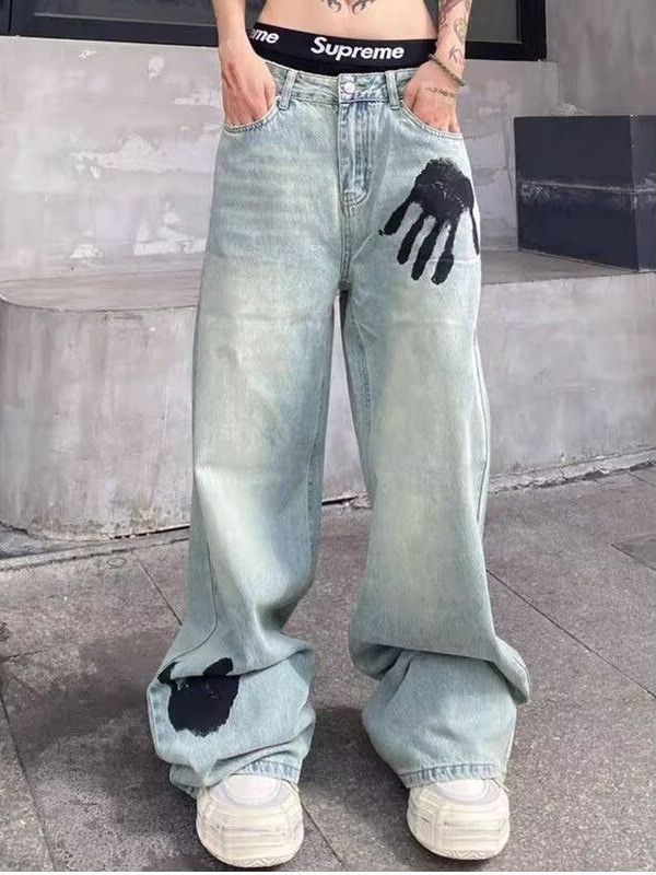 Japanese Brand × Jean Retro loose high street printed jeans Size US 32 / EU 48 - 4 Thumbnail