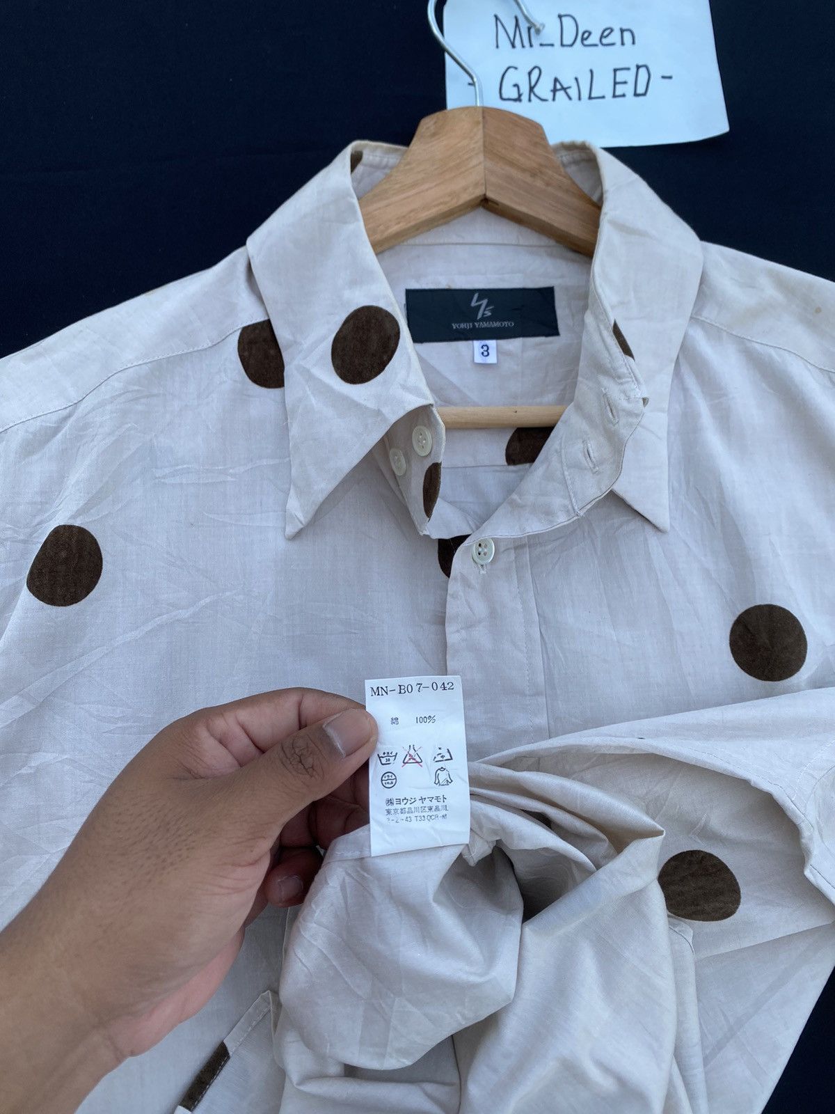 Yohji Yamamoto ARCHIVE 90’S YOHJI YAMAMOTO Y’S POLKA DOT BUTTON SHIRT Size US L / EU 52-54 / 3 - 14 Thumbnail