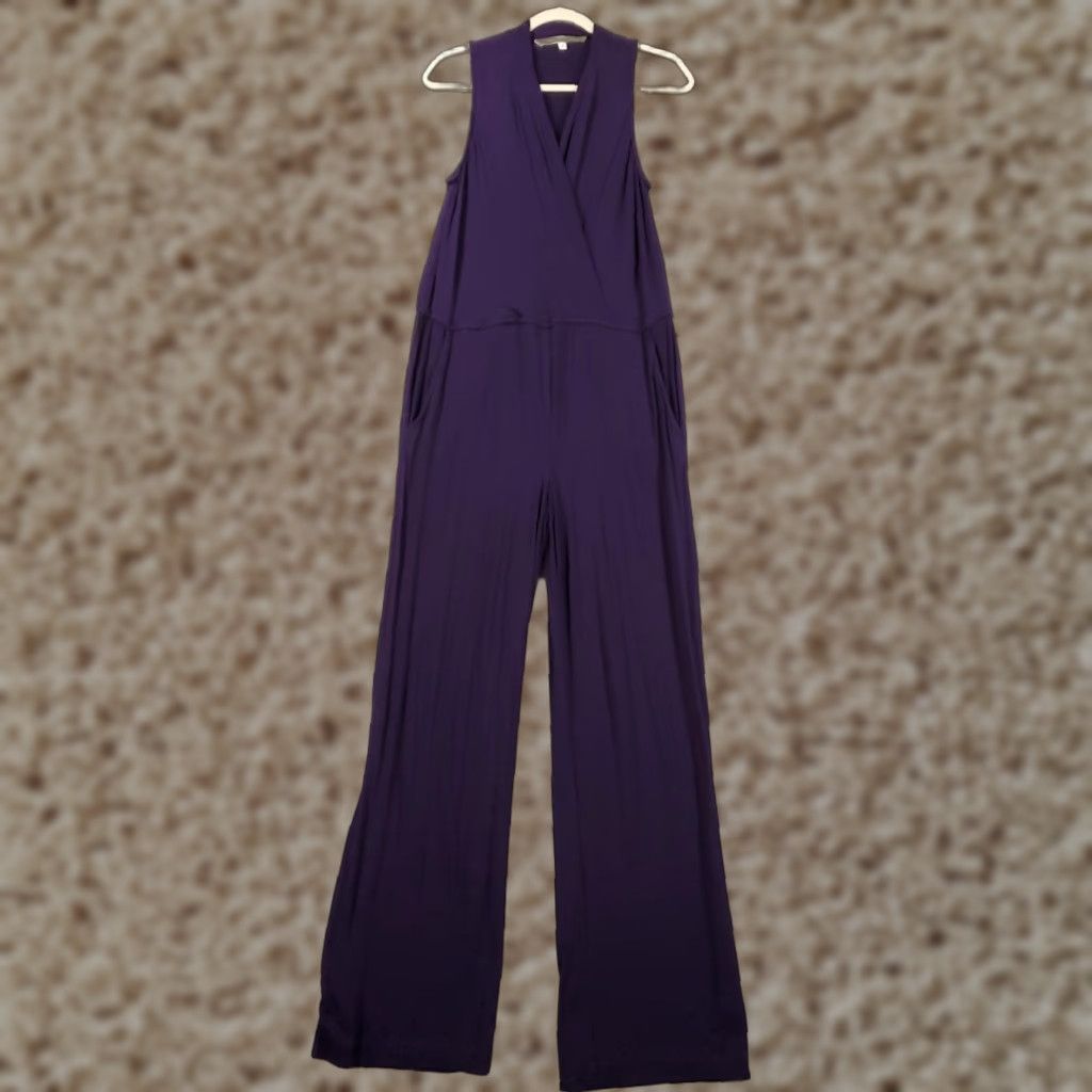 Trina Turk Trina Turk Womens Jumpsuit Wide Leg Blue Sleeveless V Neck Size 26" / US 2 / IT 38 - 1 Thumbnail