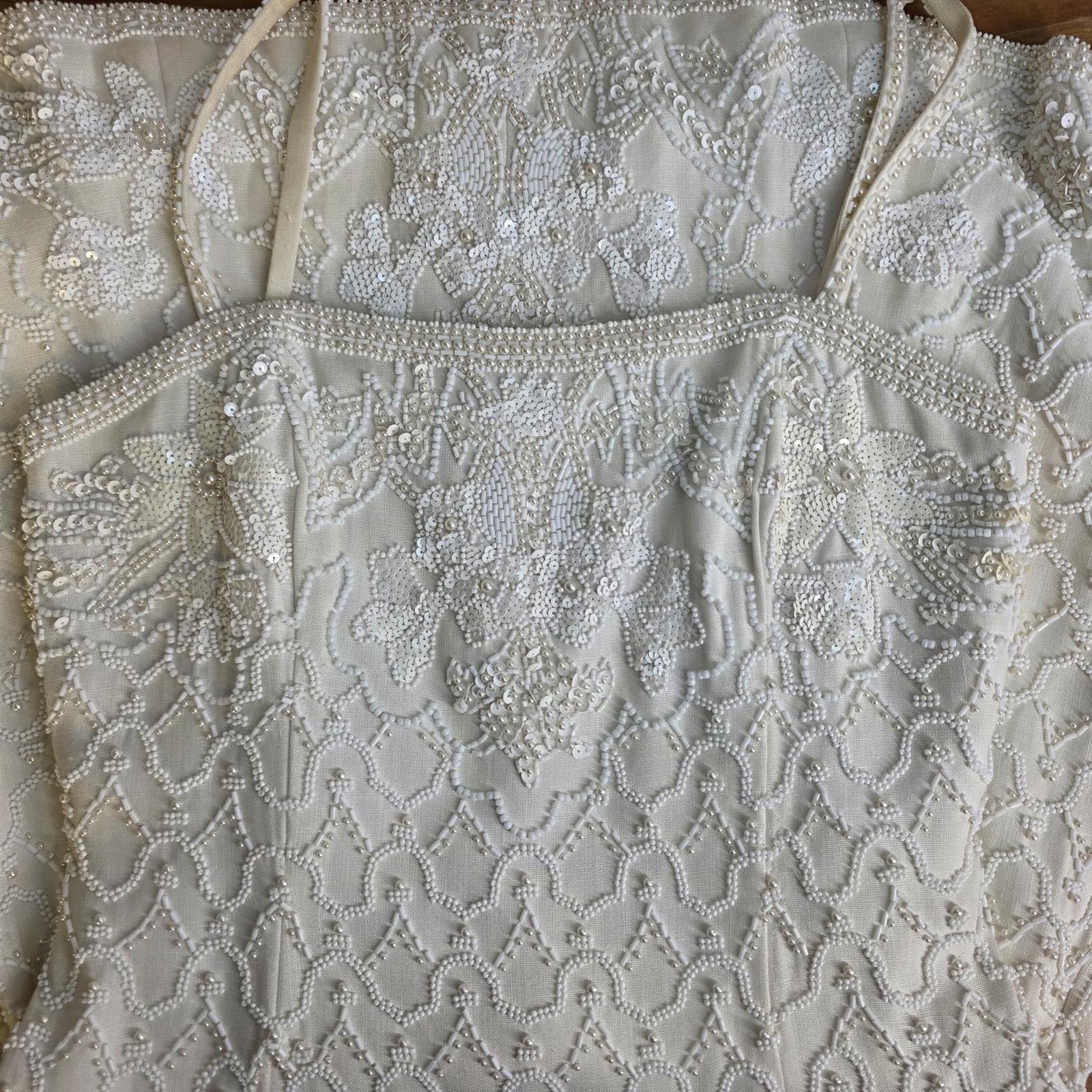 Bill Blass Bill Blass Vintage Beaded Silk Mini Dress – Bridal Cocktail Size M / US 6-8 / IT 42-44 - 12 Thumbnail