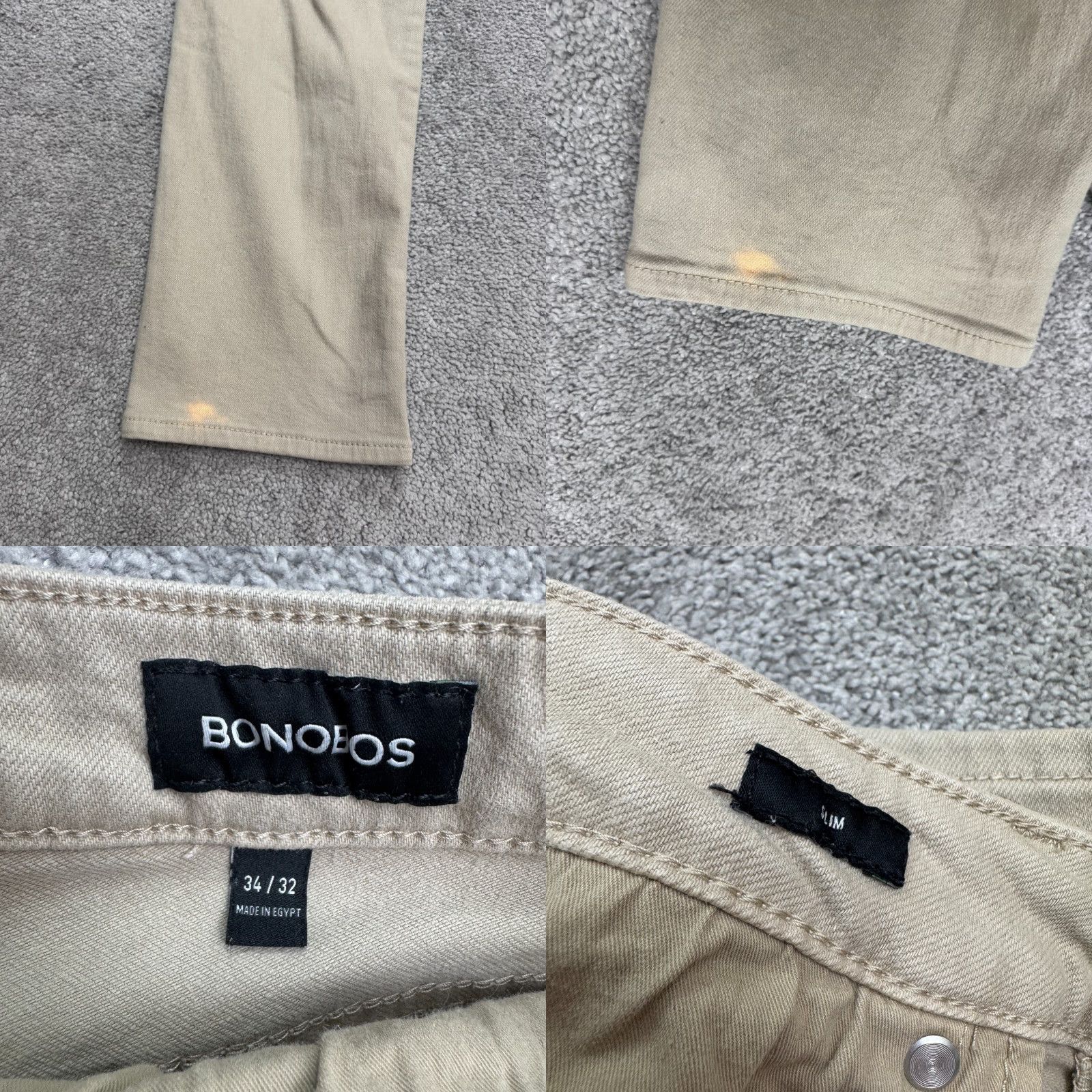 Bonobos VINTAGE Bonobos Slim Fit Denim Jeans Mens 34x32 Beige Cotton Blend Straight 5-Pocket Design USA Classic Designer Preppy Mens Size US 34 / EU 50 - 8 Thumbnail