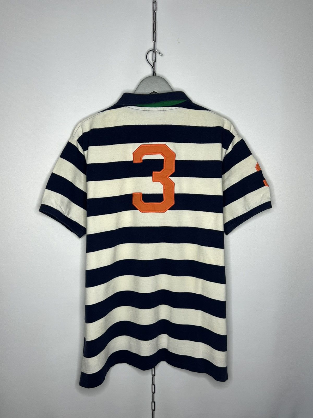 Polo Ralph Lauren Vintage Polo Ralph Lauren #3 Big Logo Pony Striped Polo Tee Size US XXL / EU 58 / 5 - 11 Thumbnail
