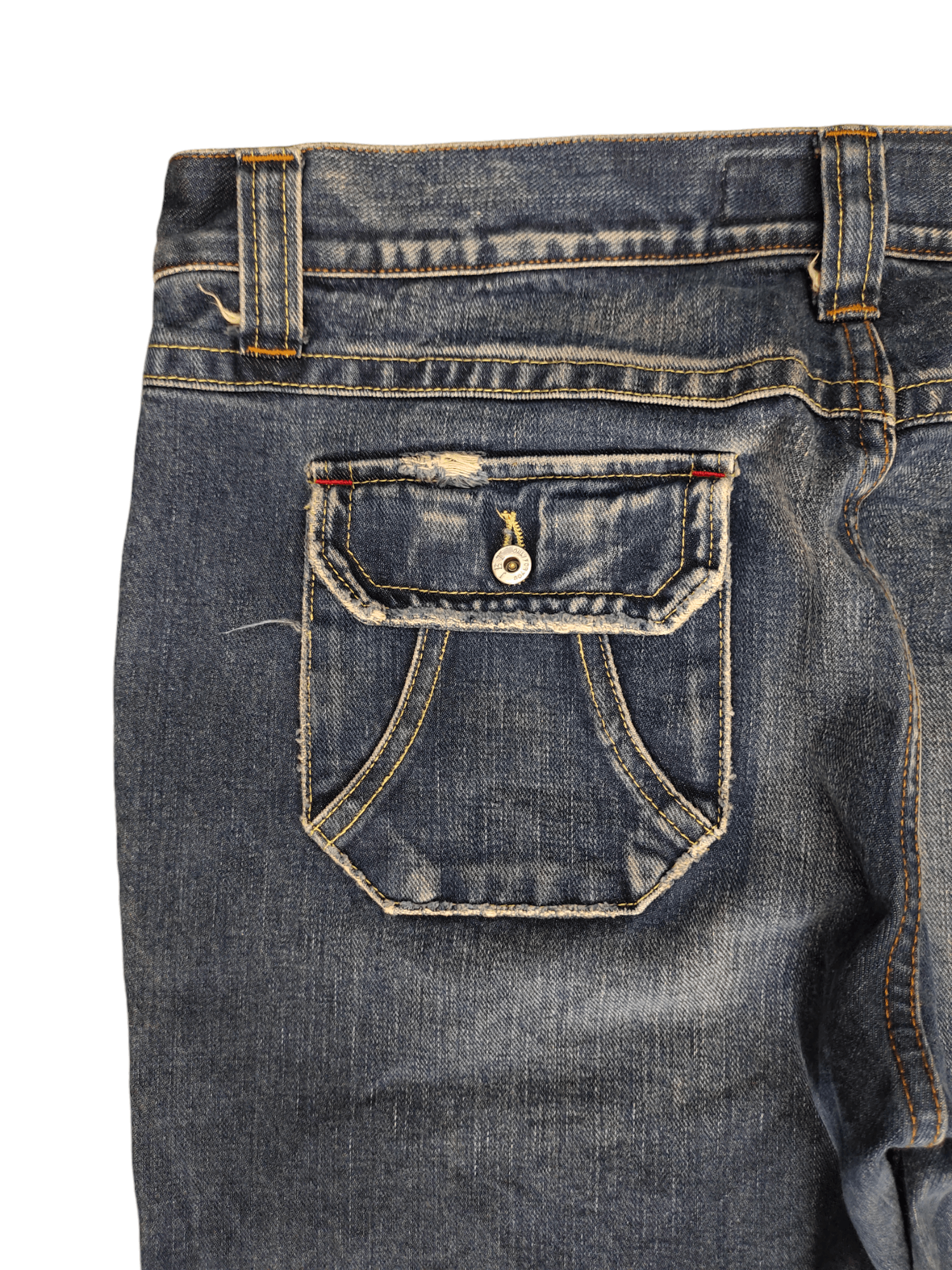 If Six Was Nine Flare Baggy Jeans Jet Division Distress Faded Denim Boot Cut Size US 35 - 13 Thumbnail