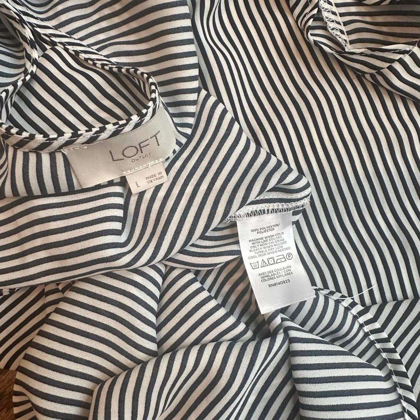 Ann Taylor oversize black white stripe referee sleeveless blouse Size L / US 10 / IT 46 - 6 Thumbnail