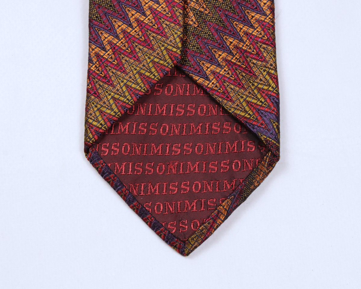 Designer × Missoni × Vintage MISSONI Cravatte Vintage Geometric Zig Zag Chevron Silk Tie Size ONE SIZE - 8 Thumbnail