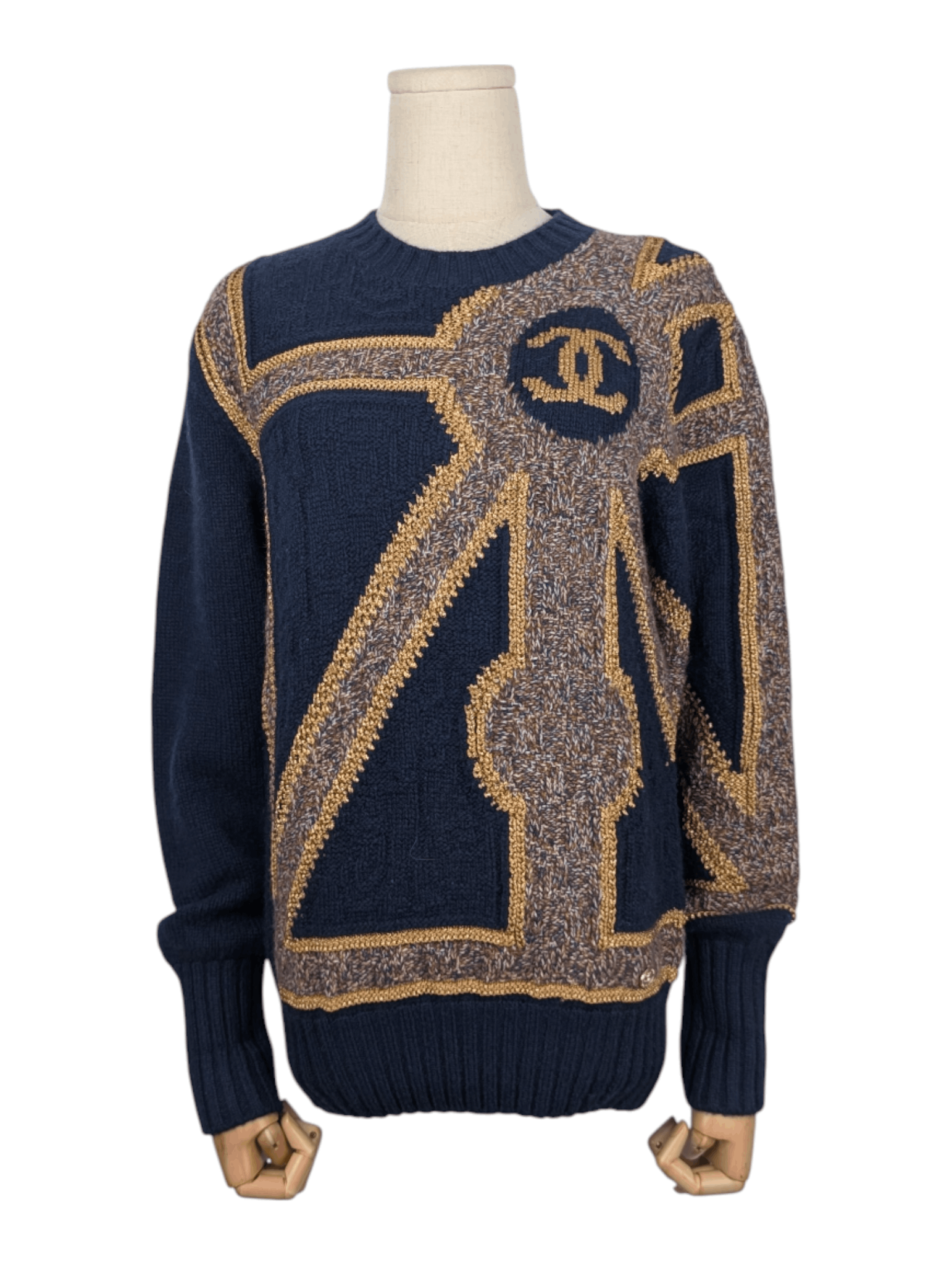 Chanel Chanel Blue Knit Pullover With Chanel Logo Size XS / US 0-2 / IT 36-38 - 1 Thumbnail