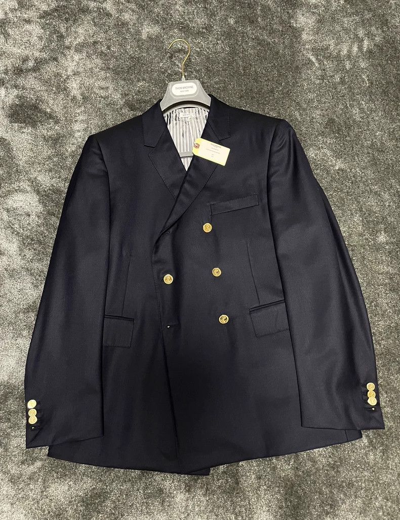 Thom Browne Thom Browne size3 Blue suit with double gold buttons Size 34S - 1 Thumbnail