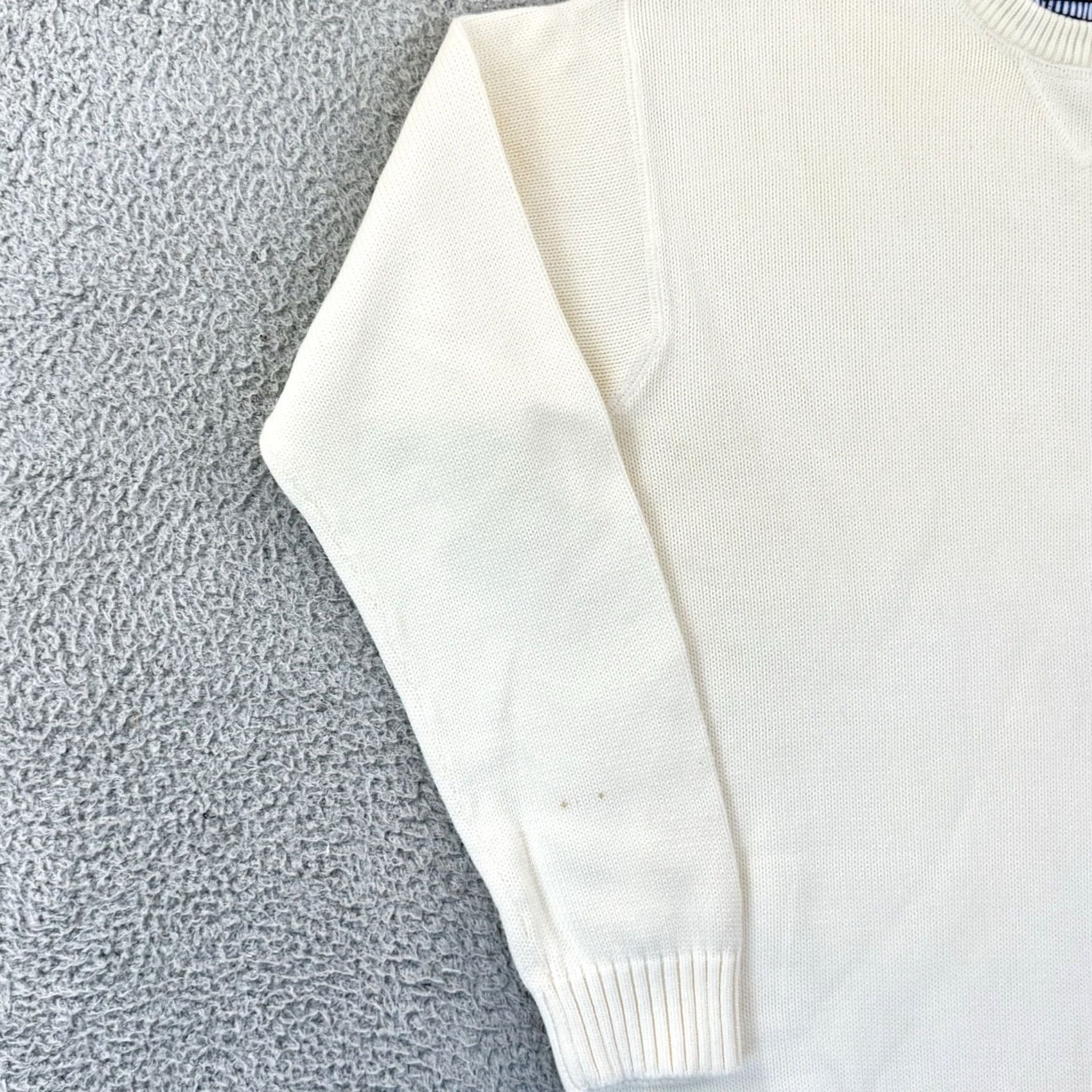 Tommy Hilfiger VINTAGE Tommy Hilfiger Sweater Mens XL White Ribbed Knit 90s Long Sleeve Preppy Size US XL / EU 56 / 4 - 4 Thumbnail
