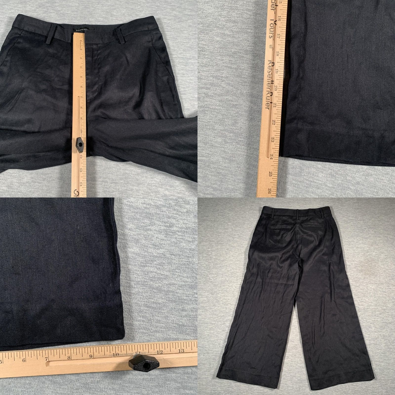 Banana Republic Banana Republic Pants Womens 6 Black Linen Blend Wide Leg Cropped Trousers Work Size 28" / US 6 / IT 42 - 8 Thumbnail