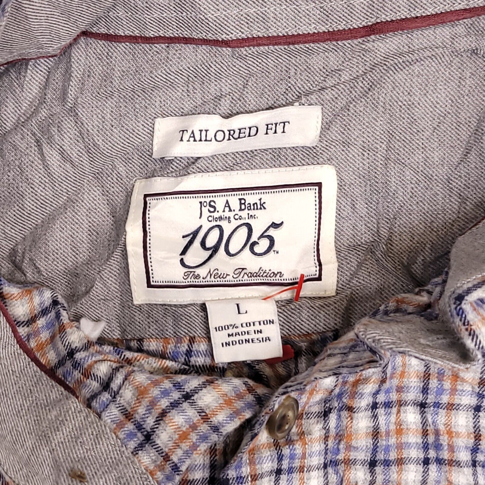 Jos. A. Bank Jos A Bank Tartan Flannel Shirt Mens Size Large Orange Blue Size US L / EU 52-54 / 3 - 3 Thumbnail