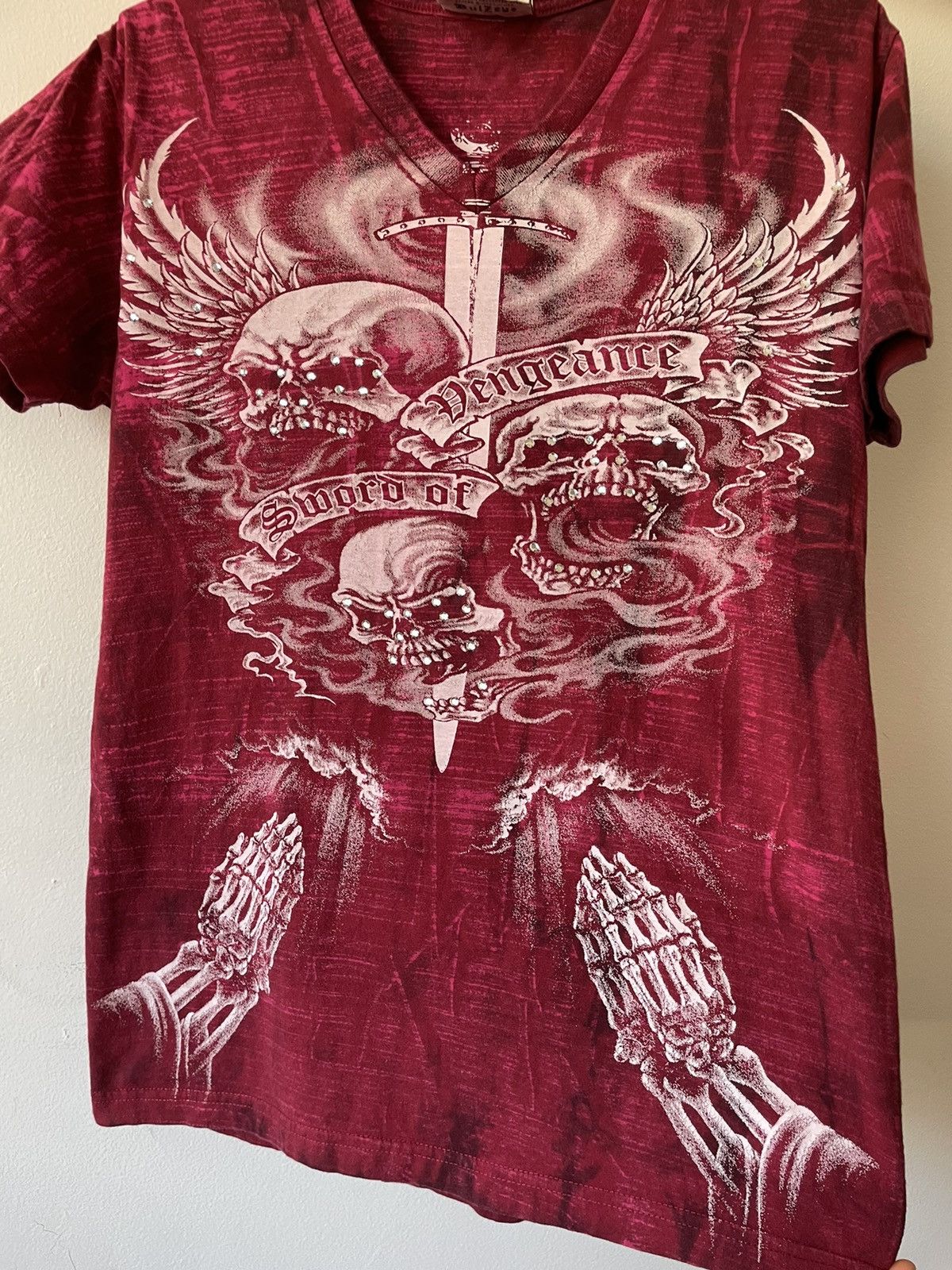 Affliction CRAZY Y2K Vintage Skull Studded tee Size M / US 6-8 / IT 42-44 - 7 Thumbnail