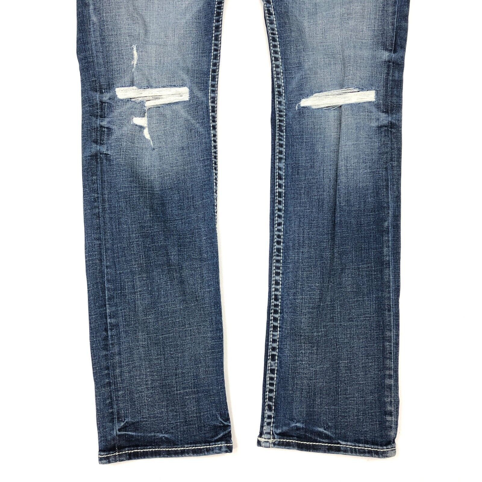 Vintage BKE Mason Light Wash Distressed Blue Slim Jeans Size 33x34 Size US 33 - 2 Thumbnail
