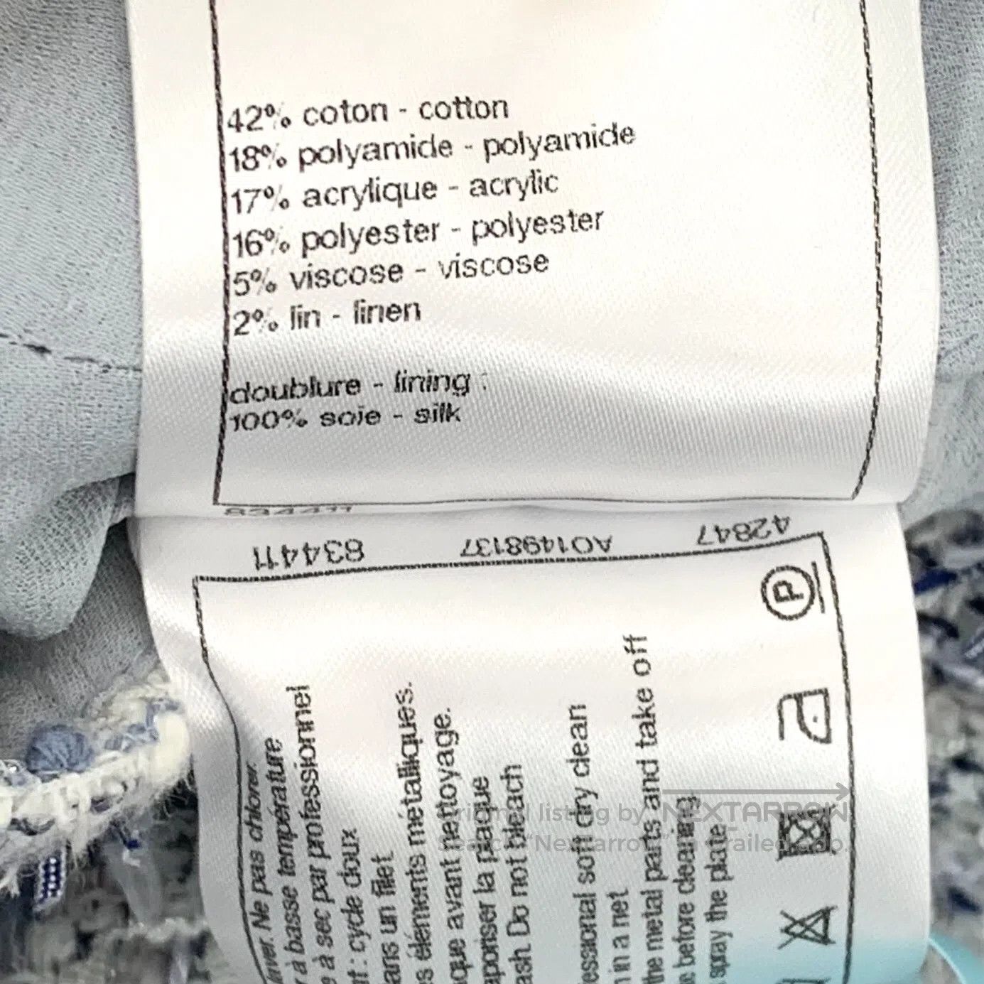 Chanel Chanel Light blue cotton woven coarse flower bubble short- Size XS / US 0-2 / IT 36-38 - 7 Thumbnail