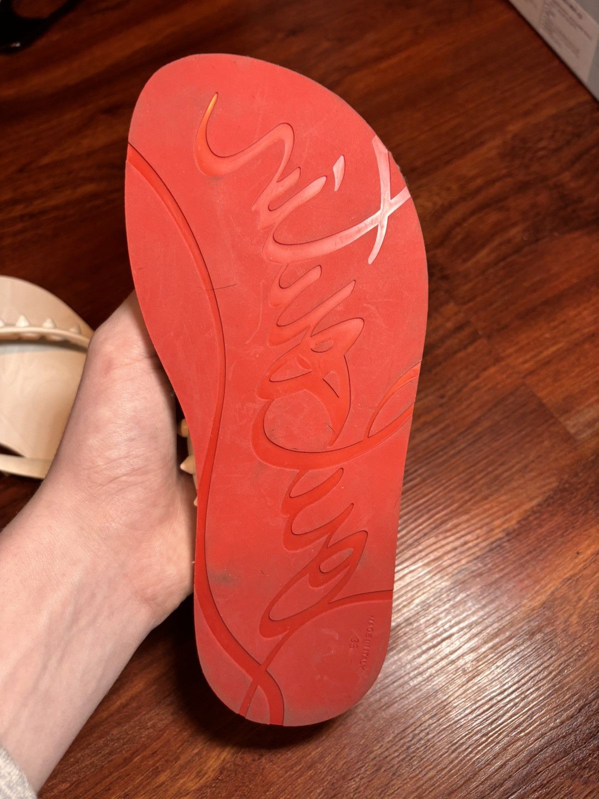 Christian Louboutin Christian Louboutin Loubi Spiked Red Sole Flip Flops Size US 4.5 / IT 34.5 - 5 Thumbnail