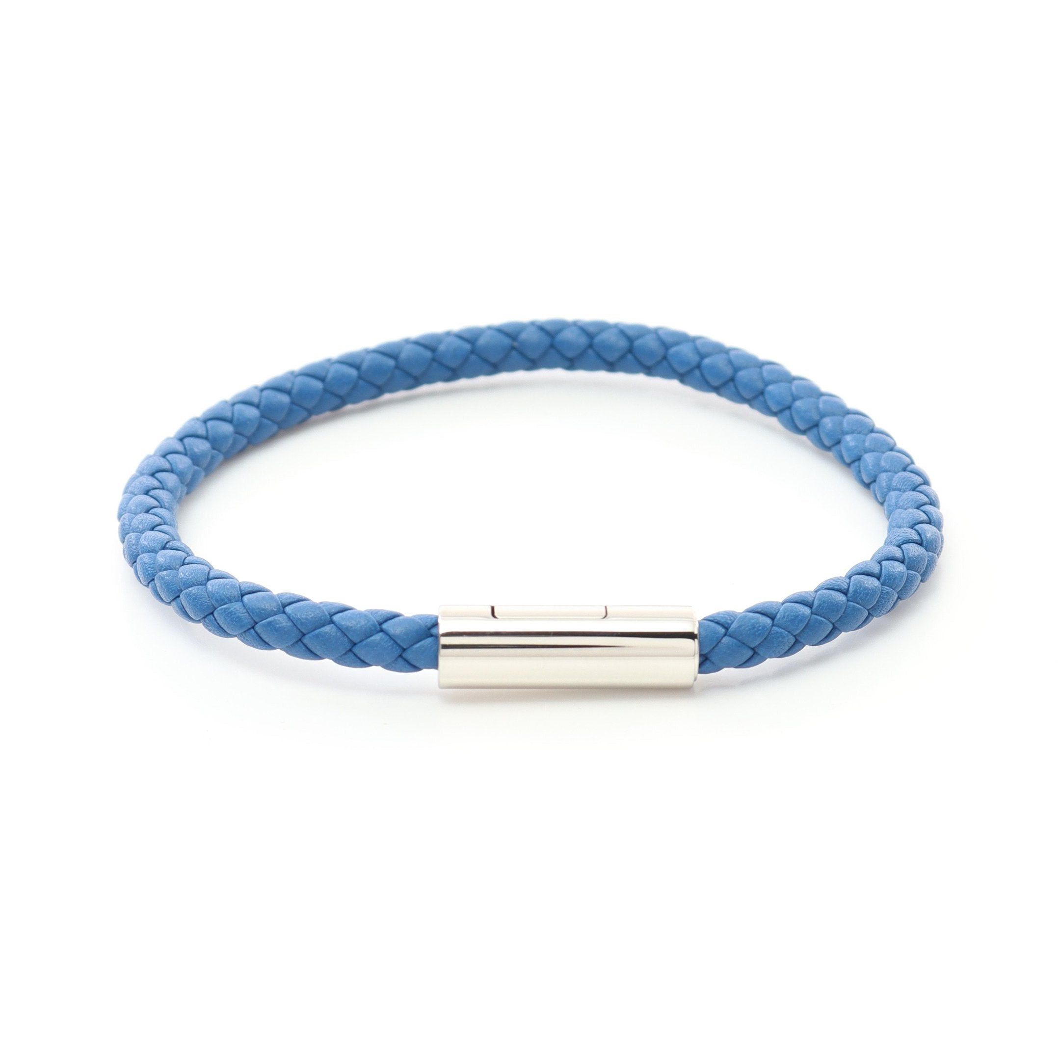 Hermes Hermes Goliath Bracelet Leather Blue Silver Size ONE SIZE - 1 Thumbnail