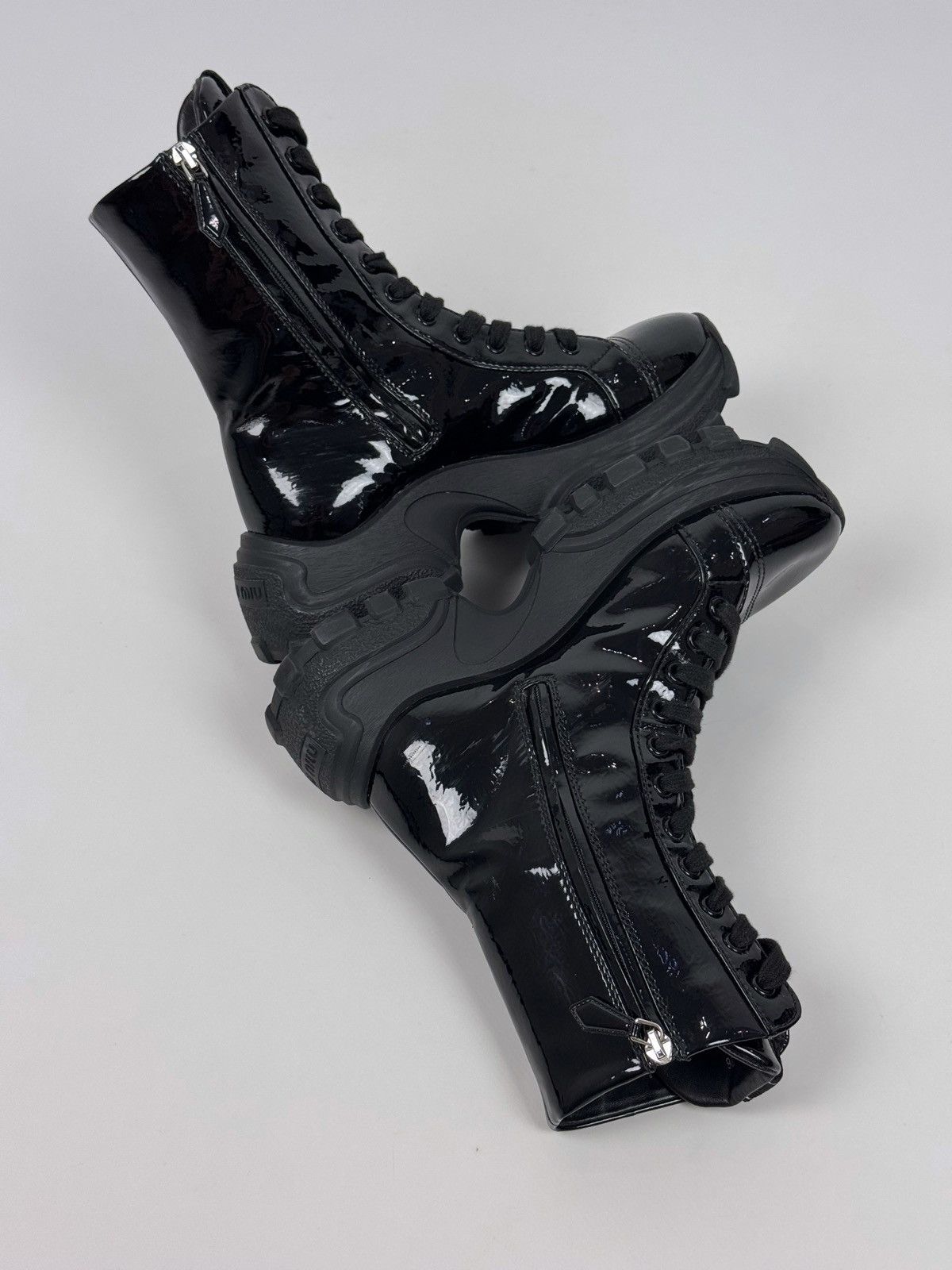 Miu Miu Miu Miu by Prada Paten-Finish Lace-Up Women’s Boots Size US 6 / IT 36 - 9 Thumbnail