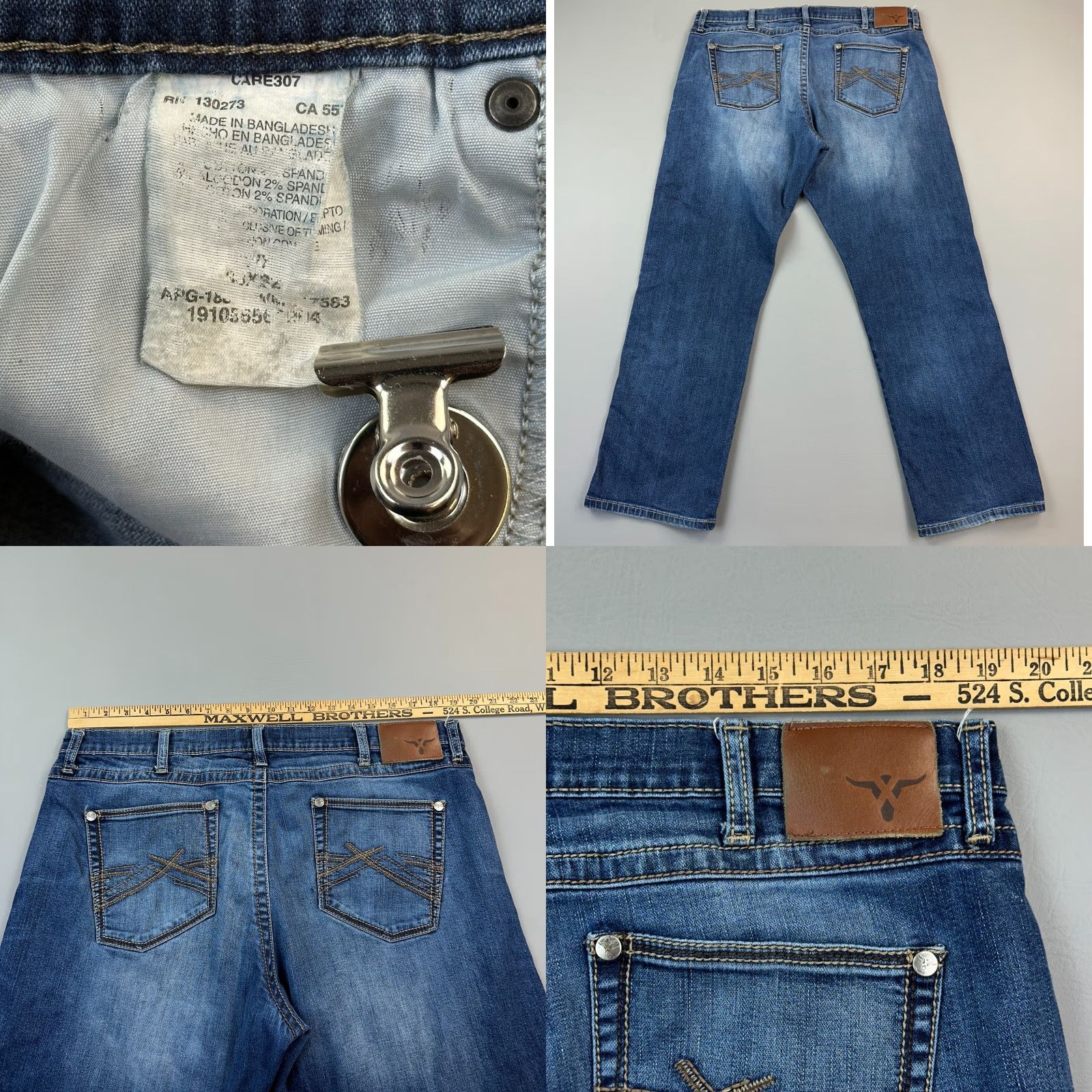 Wrangler Wrangler Jeans Mens 38x32 Dark Wash Slim Straight Stretch 20x Cowboy Rodeo 5-Pocket Denim Blue USA 90s Womens Men? Size US 38 / EU 54 - 8 Thumbnail