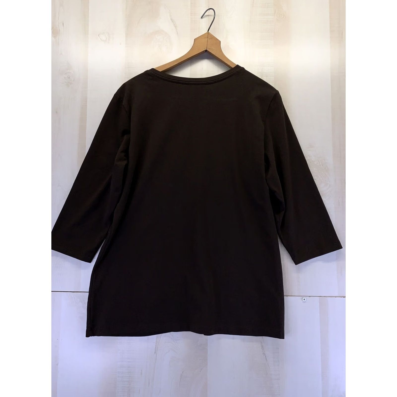 Vintage Christopher & Banks Womens Brown 3/4 Sleeve Rhinestone Embellish Top NWT-5655 Size L / US 10 / IT 46 - 5 Thumbnail