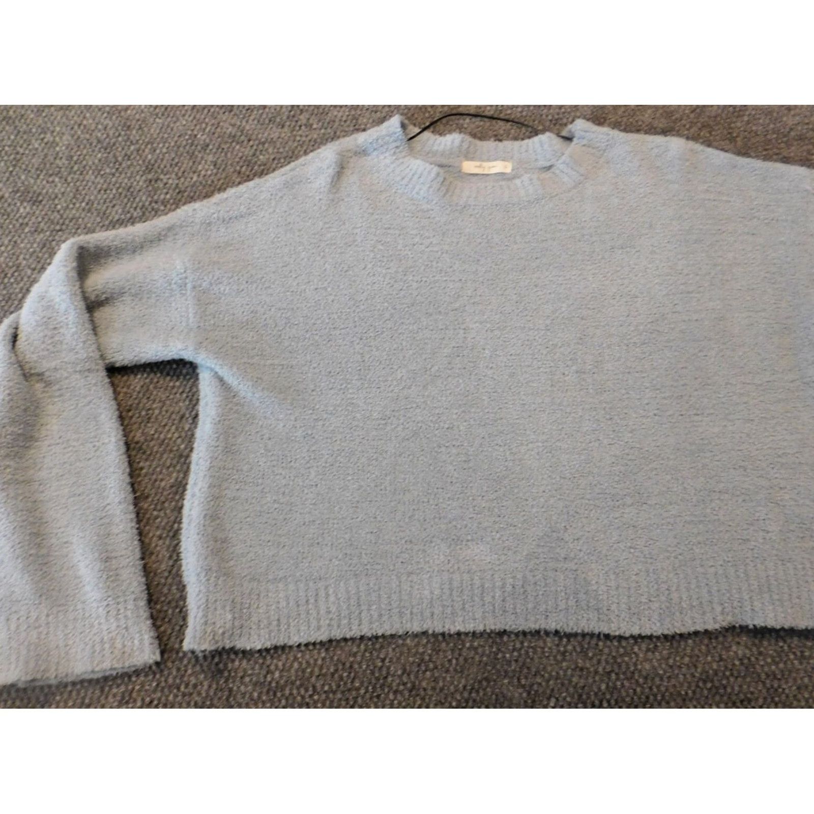 Vintage Molly Green Womens Sweater L Blue Crewneck Pullover Knit Stretch Casual Solid Acrylic Polyester Cap Sleeve Long Sleeve Modern American Regular Size L / US 10 / IT 46 - 3 Thumbnail