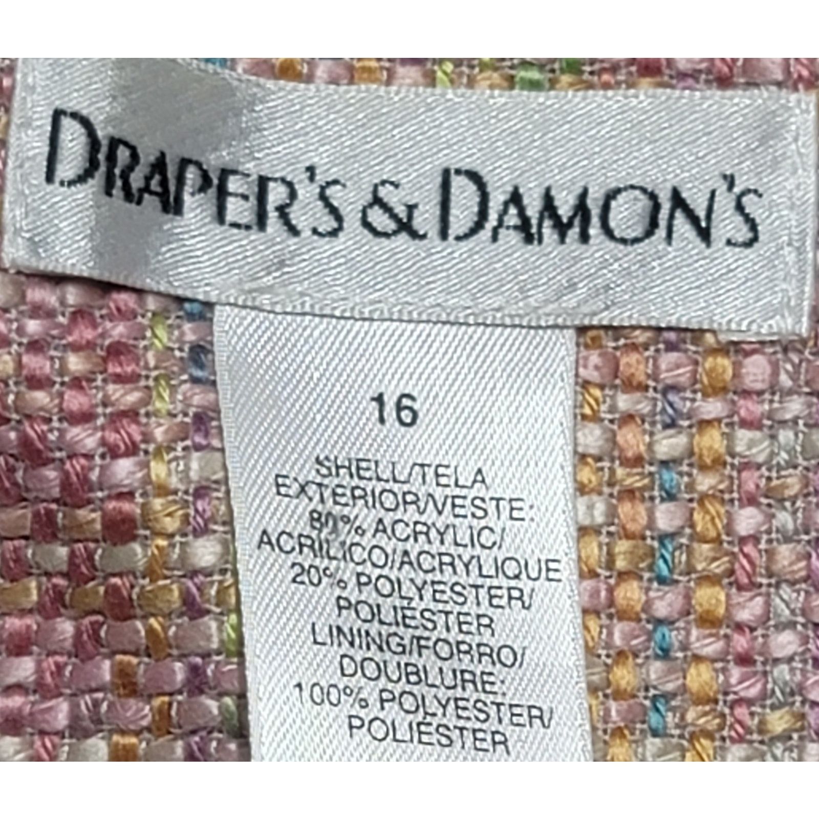 Other VTG Draper's & Damon's Pink Multi Color Button Blazer 16 Size XXL / US 16-18 / IT 52-54 - 3 Thumbnail