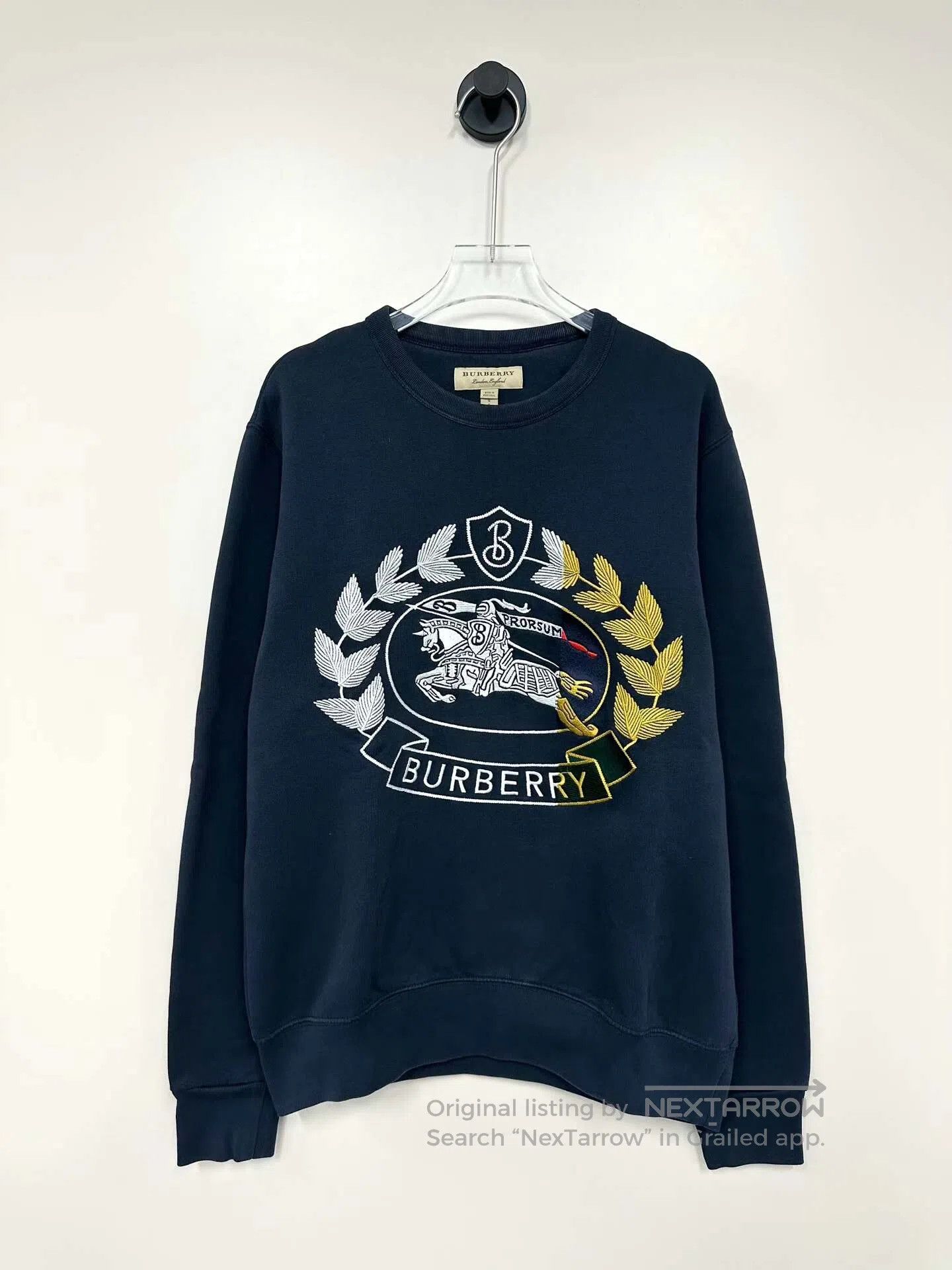 Burberry Burberry Navy Blue Embroidered Battle Horse Letter Logo Lo Size US S / EU 44-46 / 1 - 1 Thumbnail