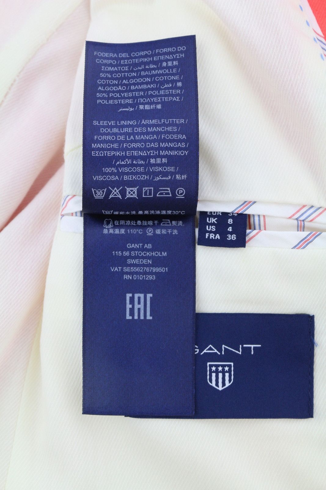 Gant EU34 Coral Linen Blend Notch Lapel Single-Breasted 85175 Size XS / US 0-2 / IT 36-38 - 10 Thumbnail