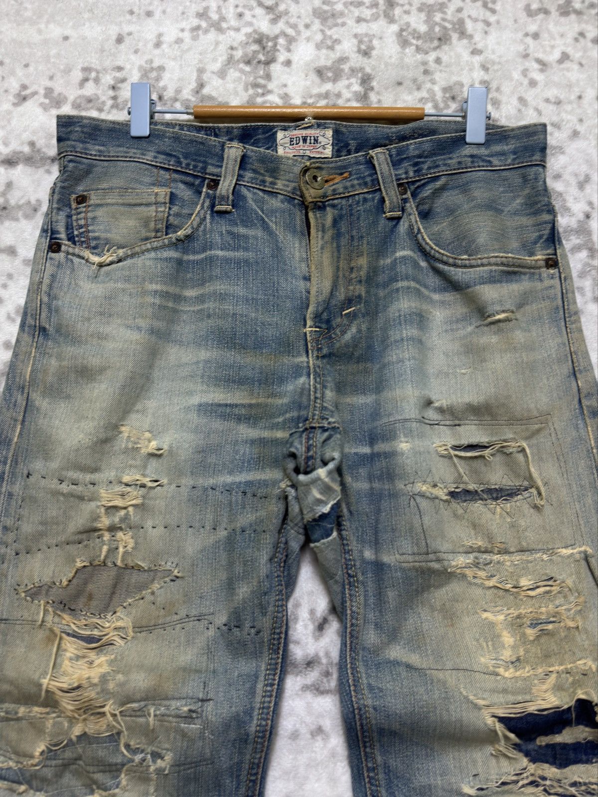 Edwin Vintage Edwin Distressed Mud Wash Denim Jeans Size US 33 - 3 Thumbnail