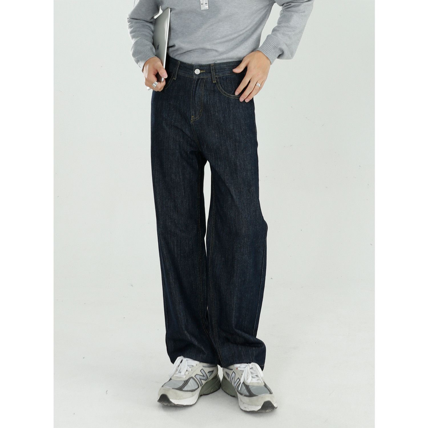 Japanese Brand × Jean Black detailed all-match loose drape straight jeans Size US 32 / EU 48 - 2 Thumbnail