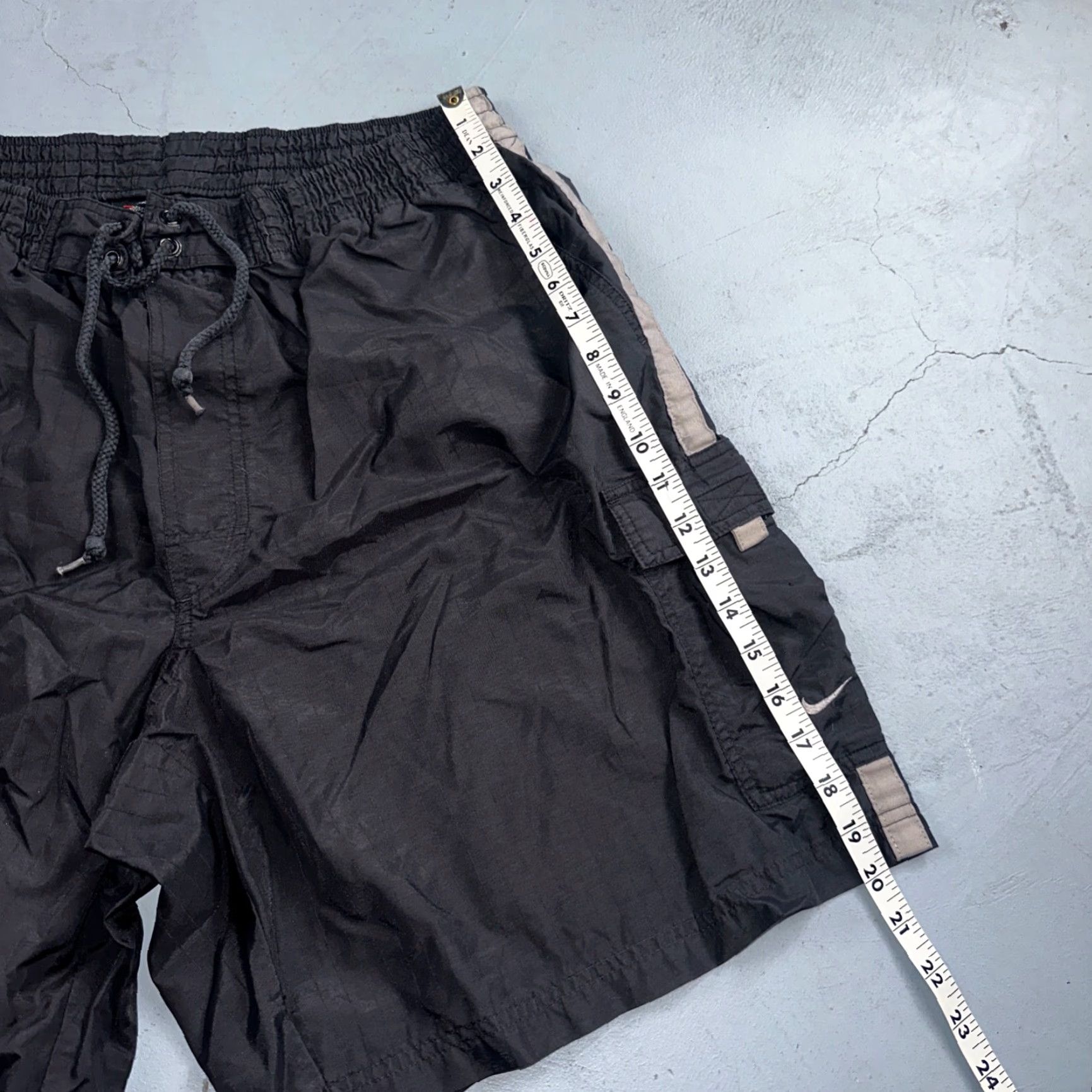 Nike VINTAGE Nike Black Nylon Shorts Sportswear 90s Swoosh XL Inseam 9” Track Running Men Size US 36 / EU 52 - 2 Thumbnail