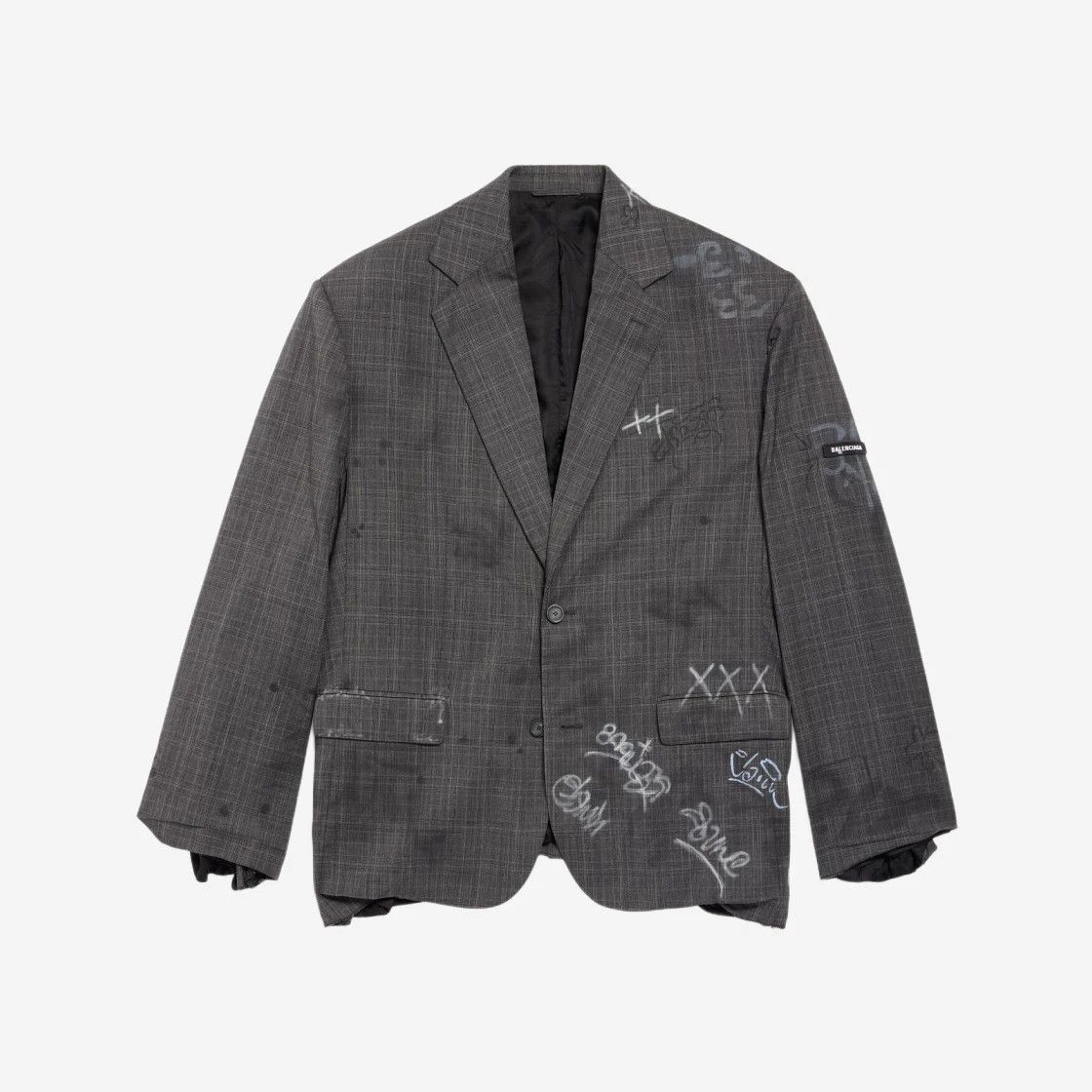 Balenciaga o1bcso1str1124 Graffiti Skater Tailored Jacket in Grey/Black Size US M / EU 48-50 / 2 - 1 Thumbnail