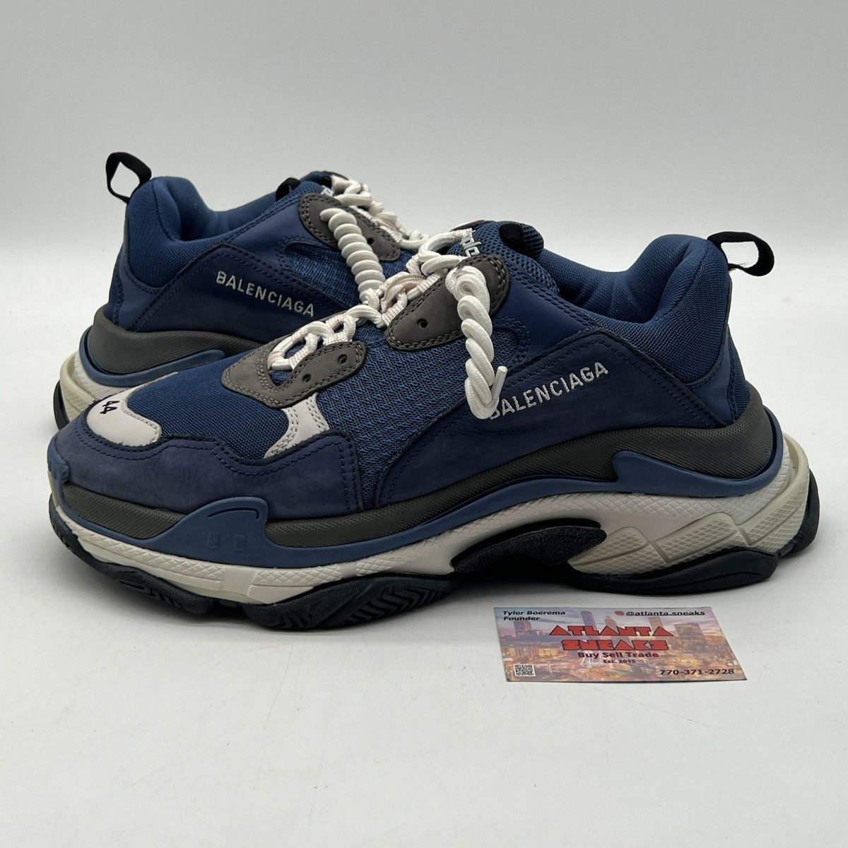 Pre-owned Balenciaga Triple S Navy Shoes In Blue