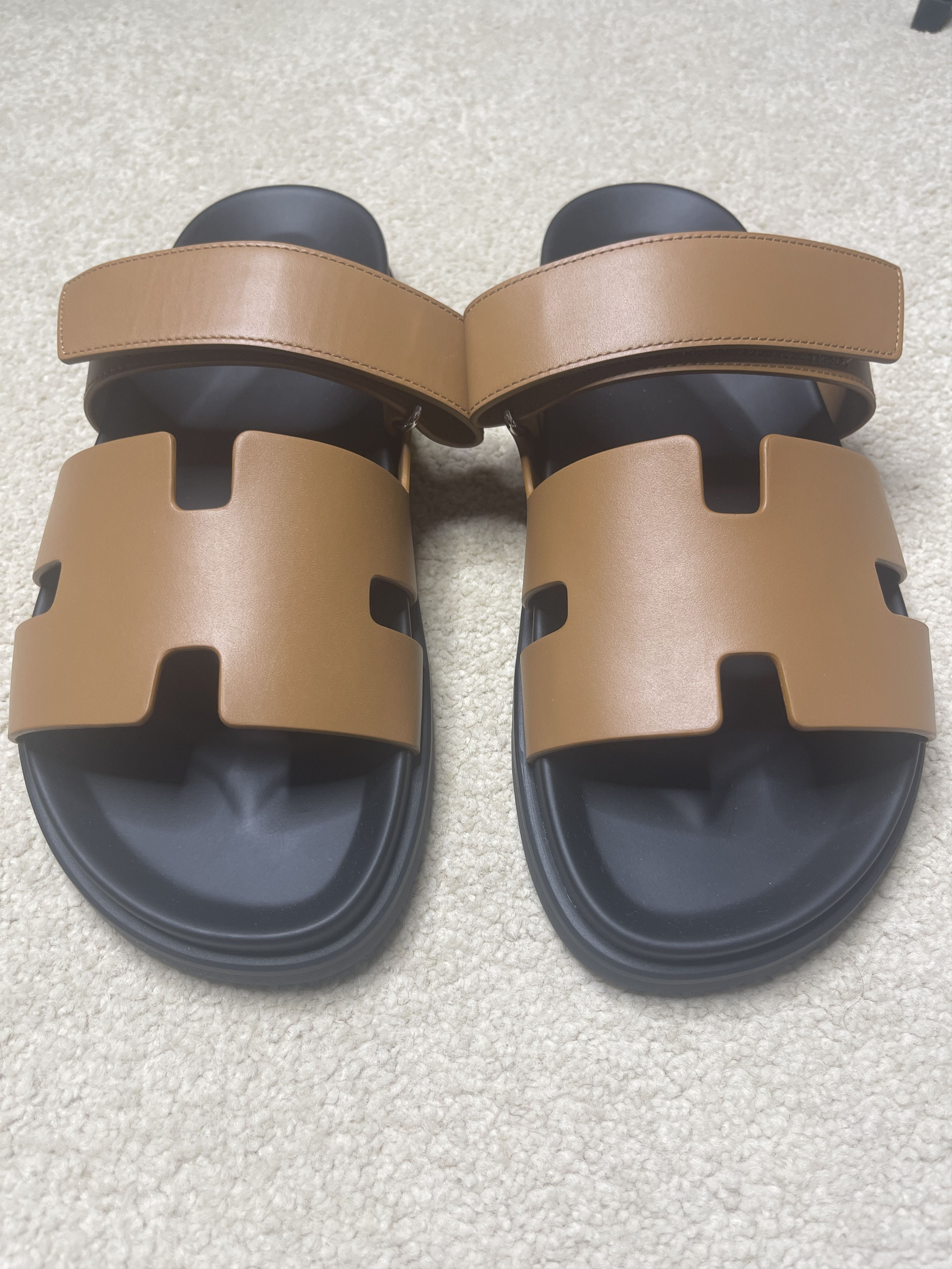 Hermes Hermès Brand New, Unworn Men's Chypre sandals - Gold Size US 10 / EU 43 - 1 Thumbnail