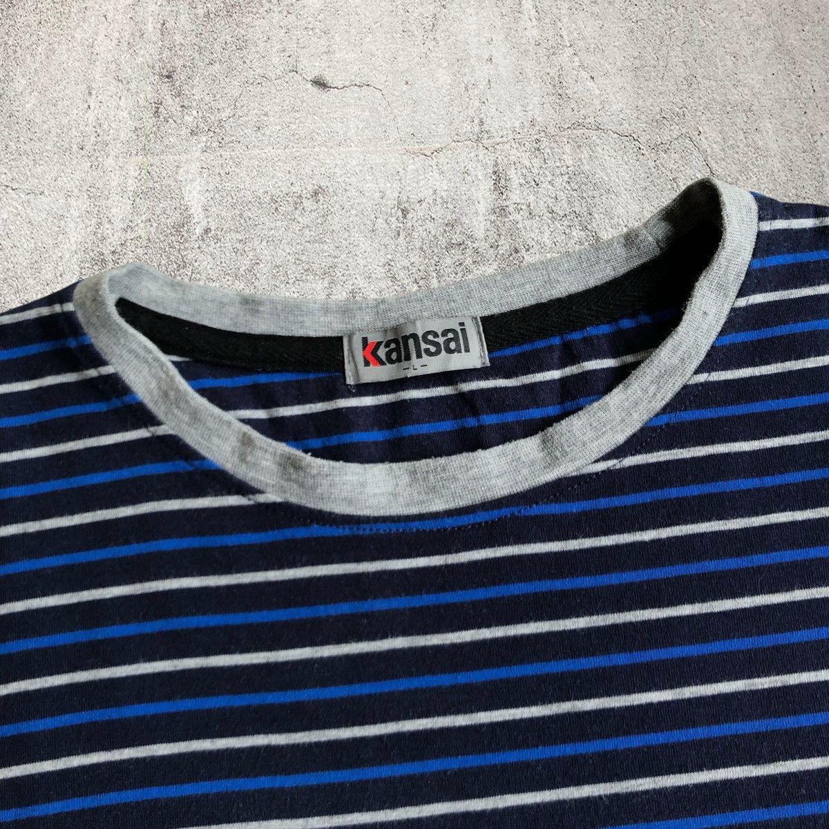 Kansai Yamamoto 2000s Kansai Yamamoto Japan Pocket Stripe T-shirt Blue Navy Size US L / EU 52-54 / 3 - 5 Thumbnail