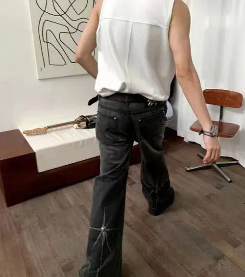 VIBE Extra heavy industrial laser print punk wash jeans Size US 32 / EU 48 - 6 Thumbnail