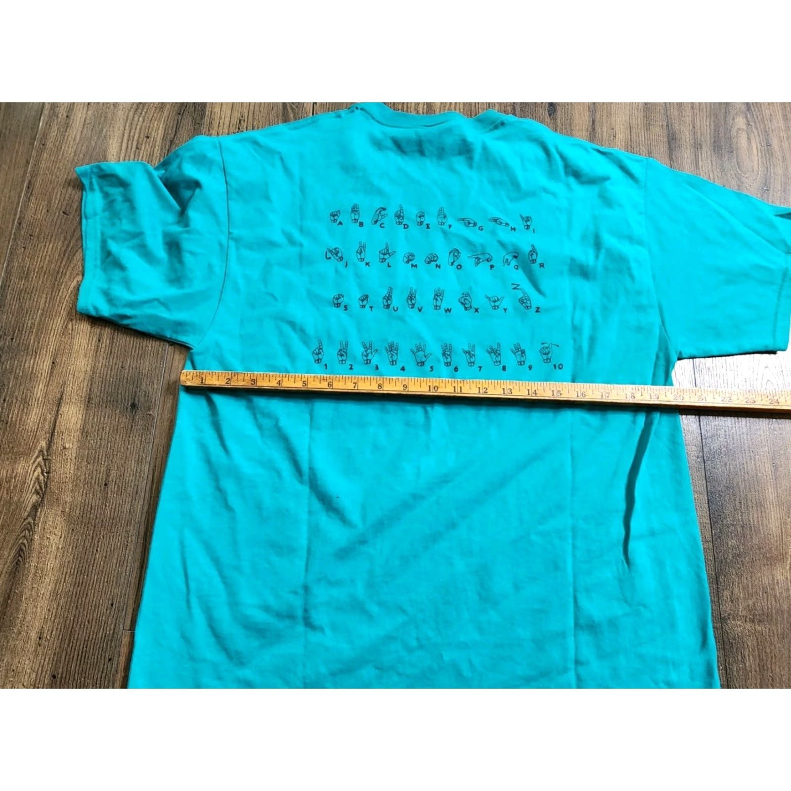 Jerzees JERZEES Mens L T-Shirt Dundee FL Blue Cotton Graphic Print Short Sleeve Crew Neck 2000s Camp Endeavor ASL Sign Language Double Sided Size US L / EU 52-54 / 3 - 3 Thumbnail