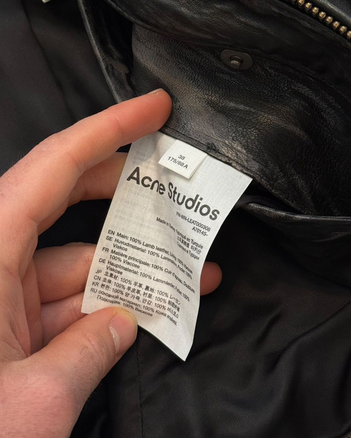 Acne Studios Creased Wrinkle Dye Lambskin Leather Cafe Jacket Size XS / US 0-2 / IT 36-38 - 13 Thumbnail