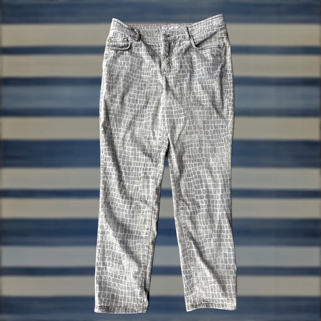 Tommy Bahama Tommy Bahama Pants Womens 8x28 Denim High Rise Ankle 5-Pocket Green Alligator Boracay Beach 80s Retro Tropical Slipping Monday? Size 30" / US 8 / IT 44 - 1 Thumbnail
