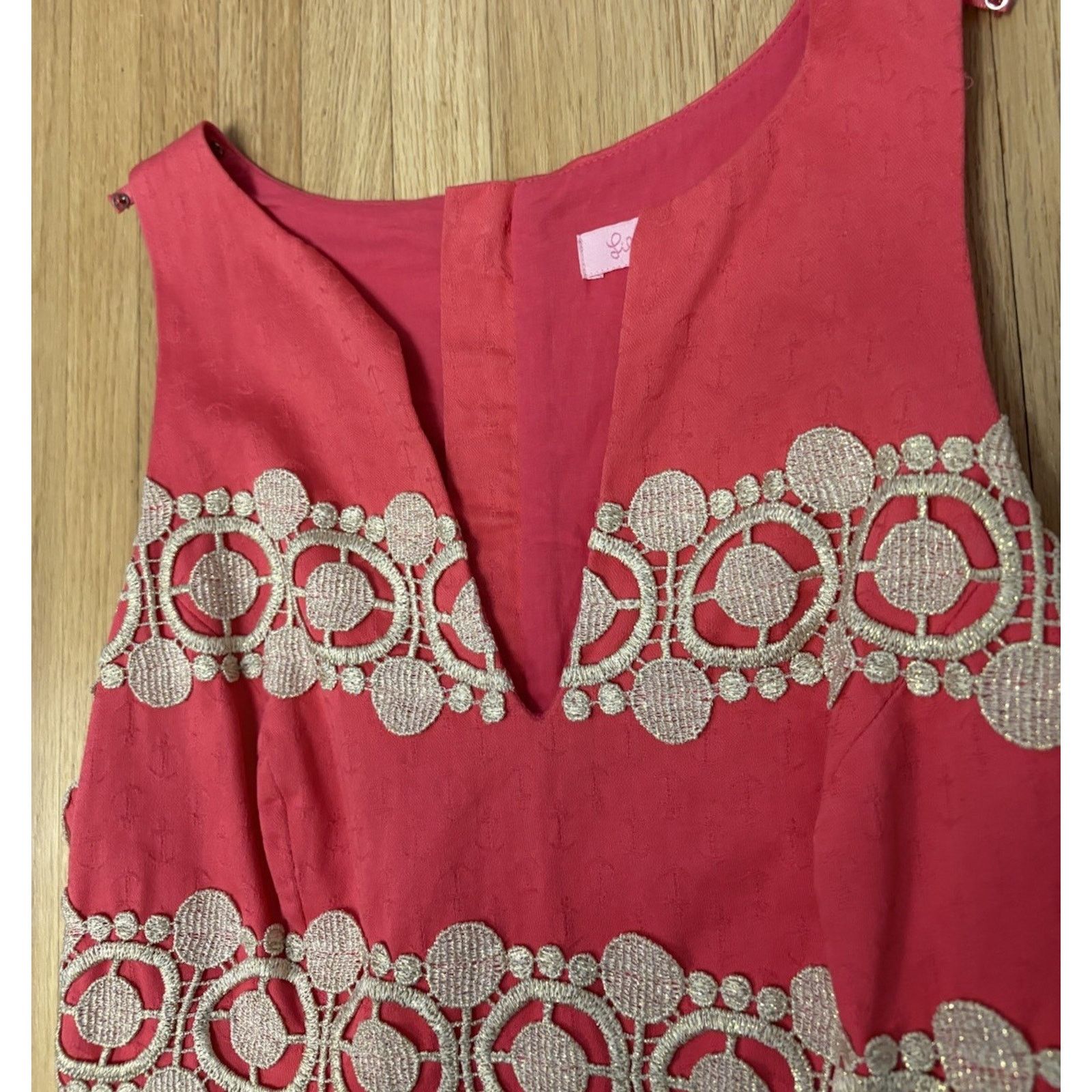 Lilly Pulitzer Lilly Pulitzer Janice Shift Dress 2 Embroidery Pink Gold Size XS / US 0-2 / IT 36-38 - 5 Thumbnail
