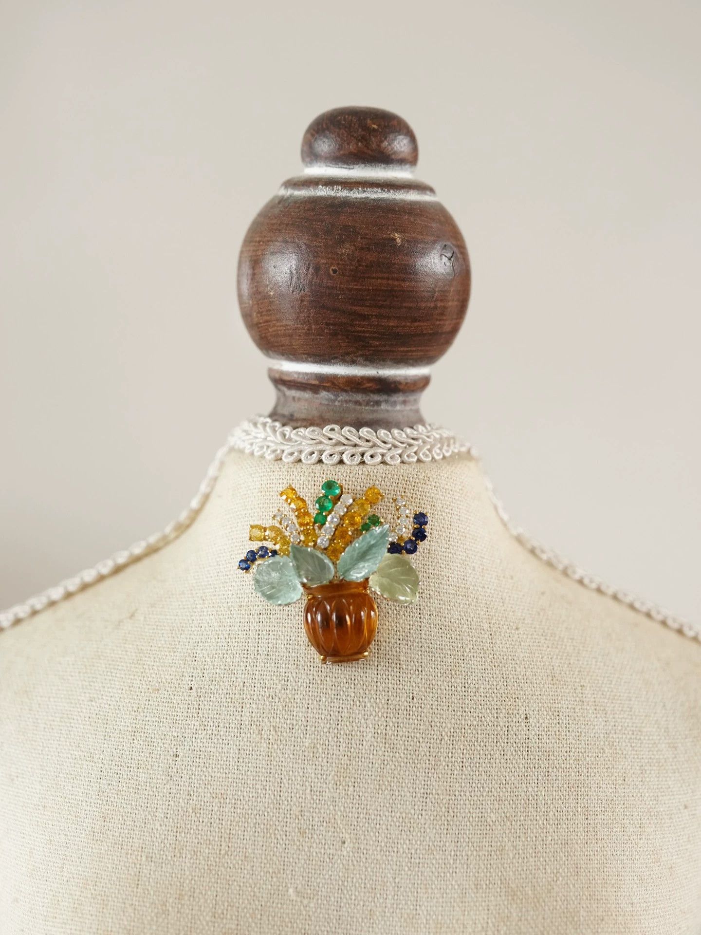 Vintage Vintage 18k Gold & Pt Fruit Brooch/Pendant w/ Gemstones Size ONE SIZE - 8 Thumbnail