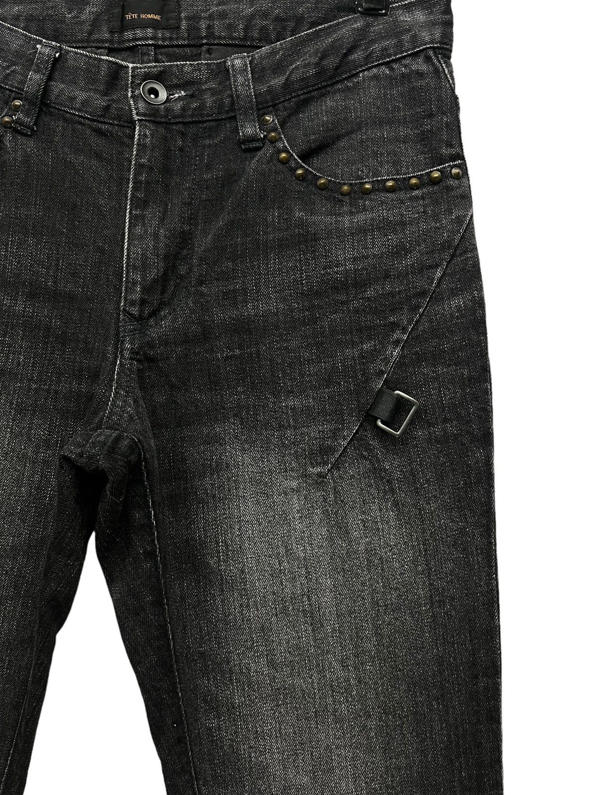 Issey Miyake FYE🔥Vintage TETE HOMME Studded Hook Slim Fit Black Denim Size US 29 - 9 Thumbnail