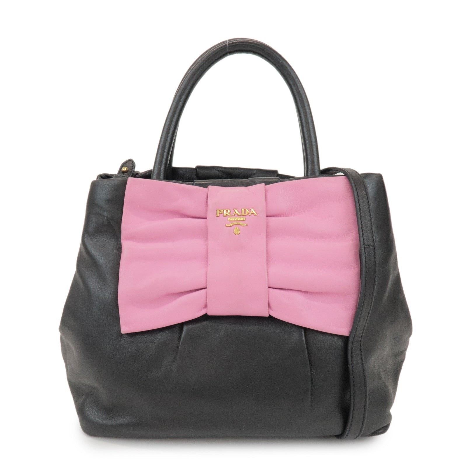 Prada Prada Bow Leather Shoulder Bag Black Size ONE SIZE - 1 Thumbnail