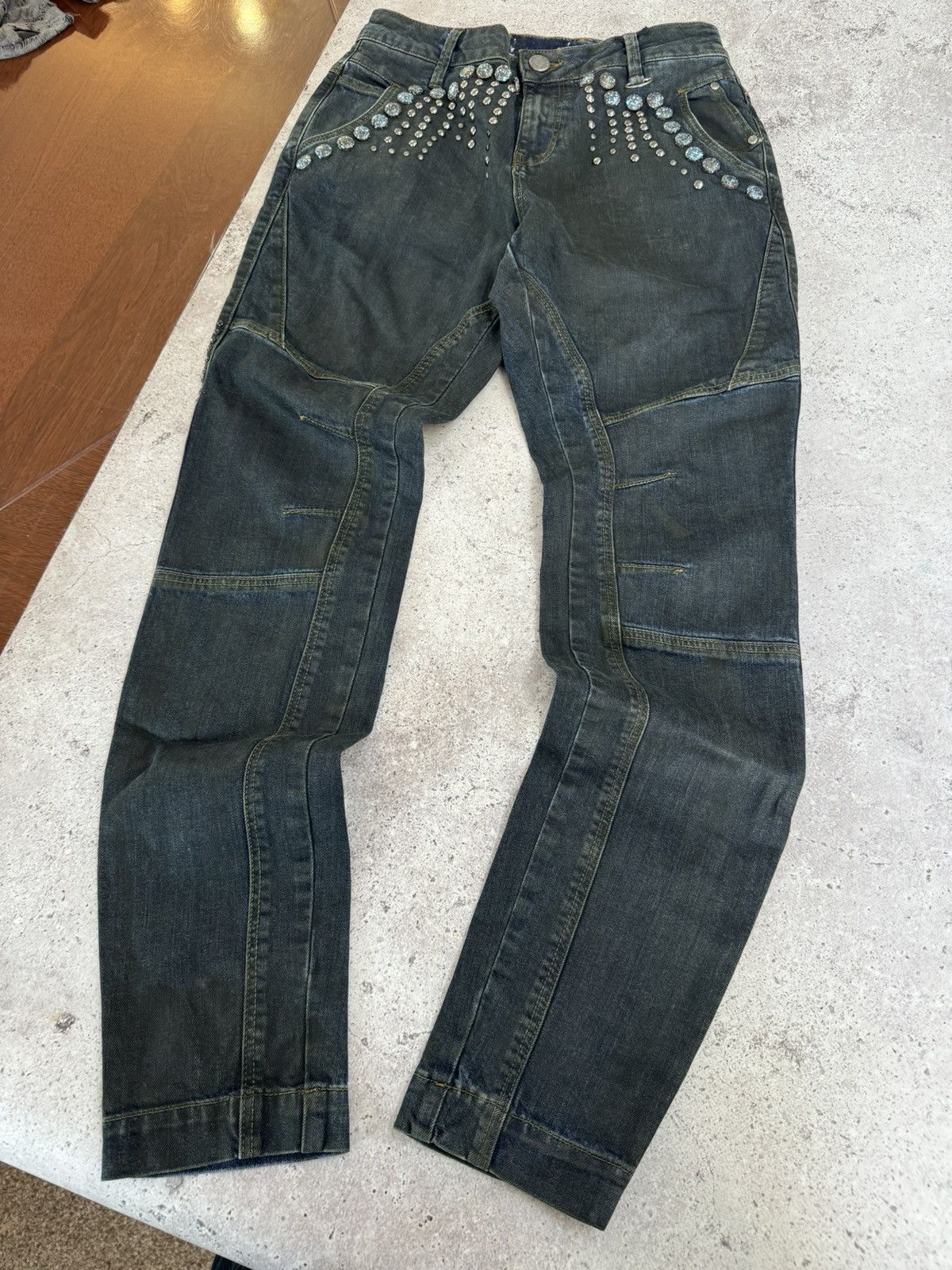 Ekam Vintage Waxed Denim Rivets Skinny Jeans Size US 29 - 5 Thumbnail