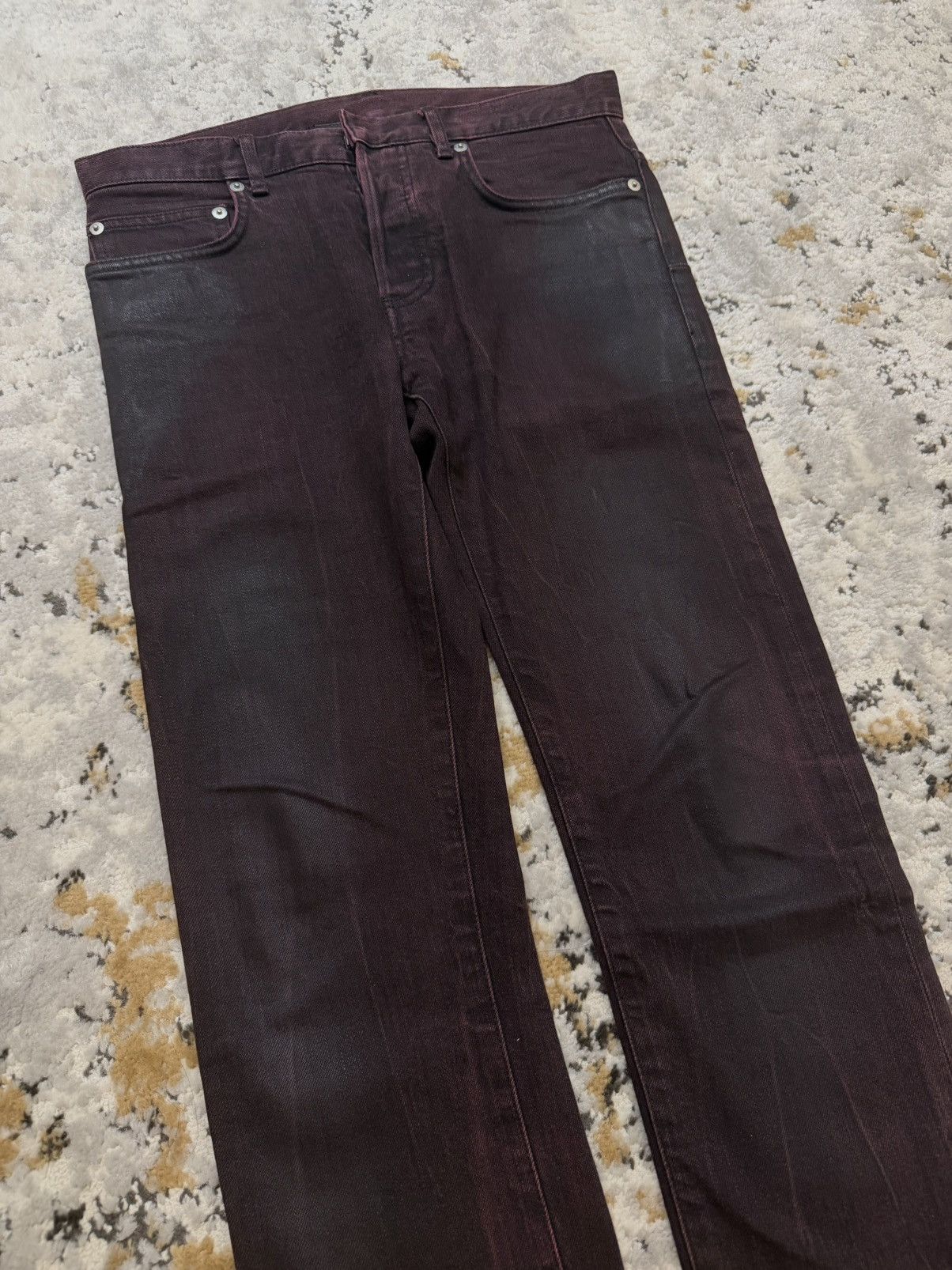 Dior Dior homme japan exclusive waxed maroon denim Size US 27 - 2 Thumbnail